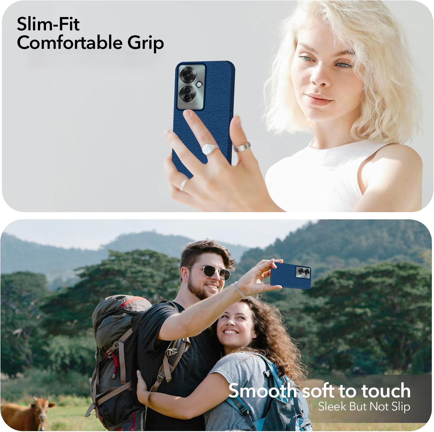 For Oppo Reno11 F 5G | Oppo Reno 11F 5G Back Cover Case (Glass Like Camera Protection | Leather Feel | Minimalist Professional Grip)