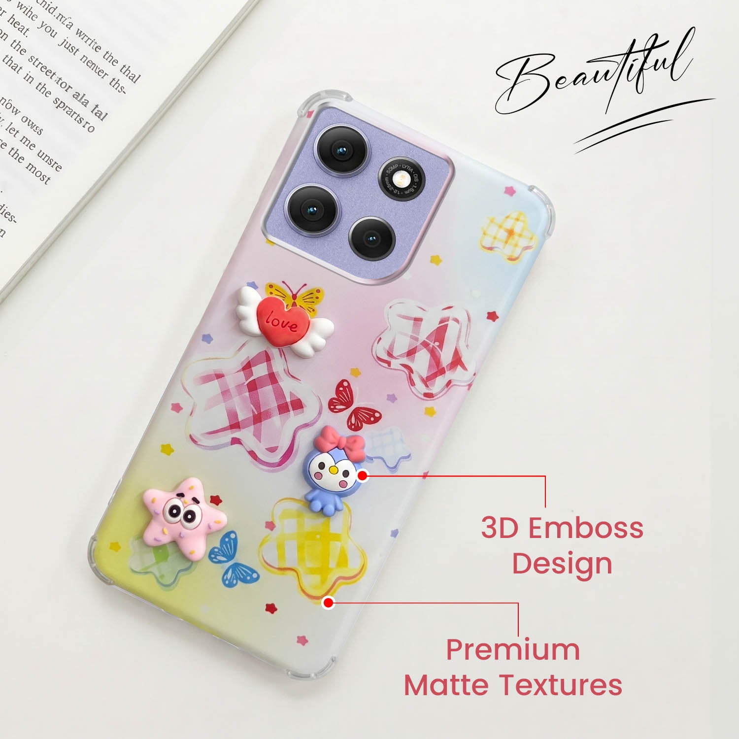 For Motorola Moto G86 Power Back Cover Case (3D Cute Cartoons | Hard Back Side Soft | Matte Premium Finish | HD Printing)