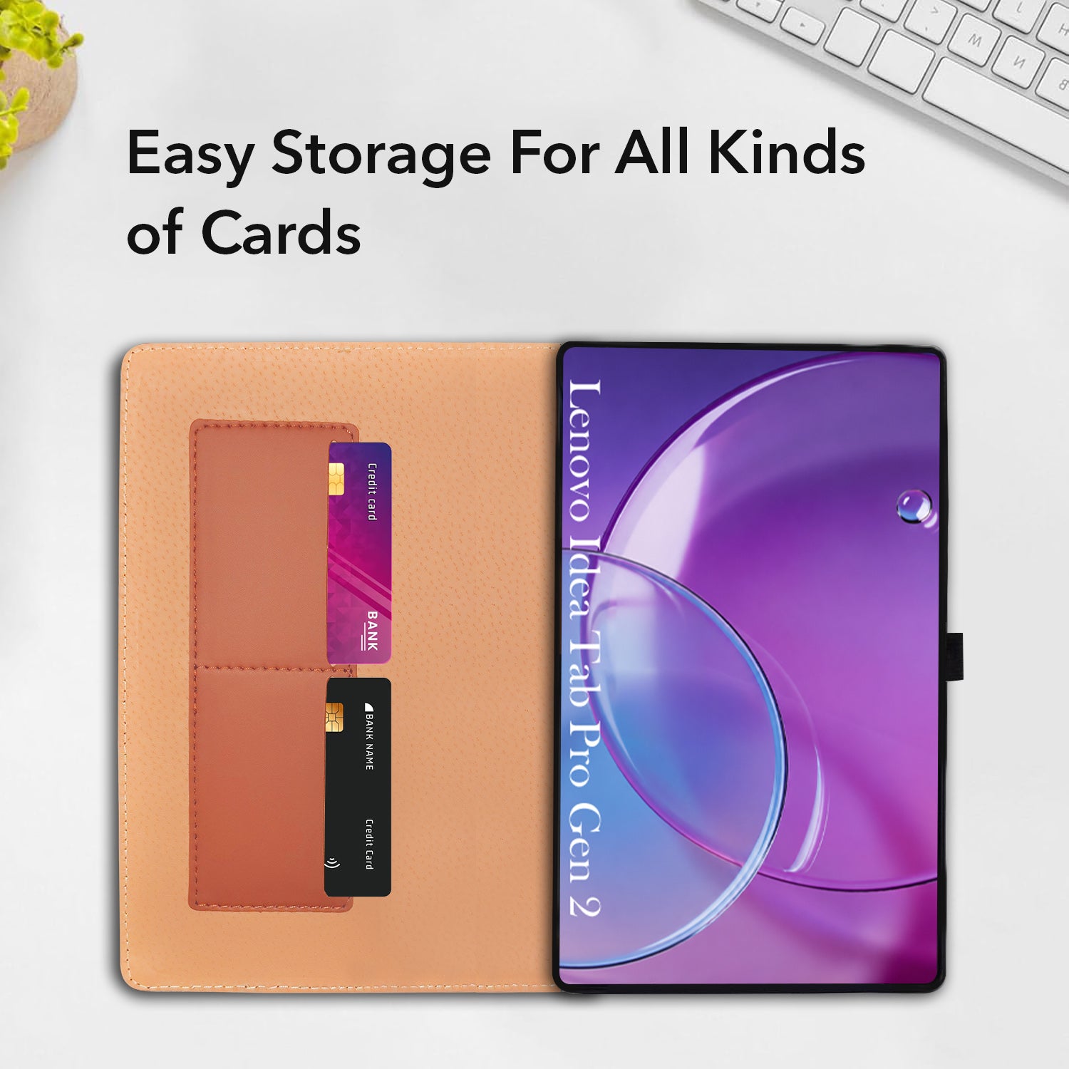 For Lenovo Idea Tab Pro Gen 2 13 Inch TB-390FU Flip Cover Folio Cover (PU Leather | Multi-Angle Smart Stand | Card Storage Slots | Silicone Back Pouch)