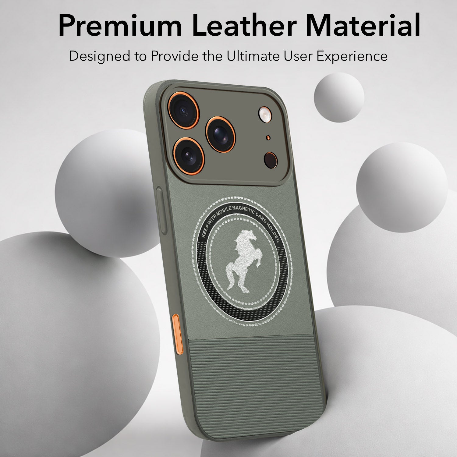 For Apple iPhone 17 Pro Back Cover Case PU Leather Finish (Professional Minimalist Texture | MagSafe Compatile | Camera Protection | Sleek Sober Formal)