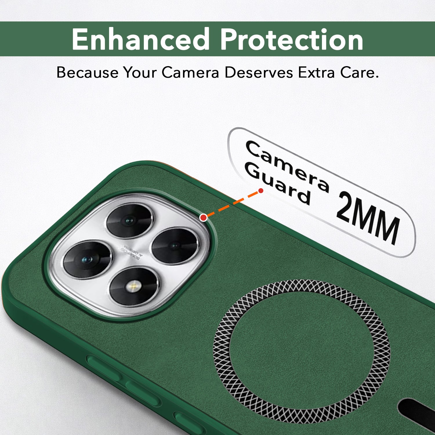 For Xiaomi Poco X7 Back Cover Case Leather Finish (MagSafe Compatible Wireless Charging | Soft Touch | Camera Bump Protection)