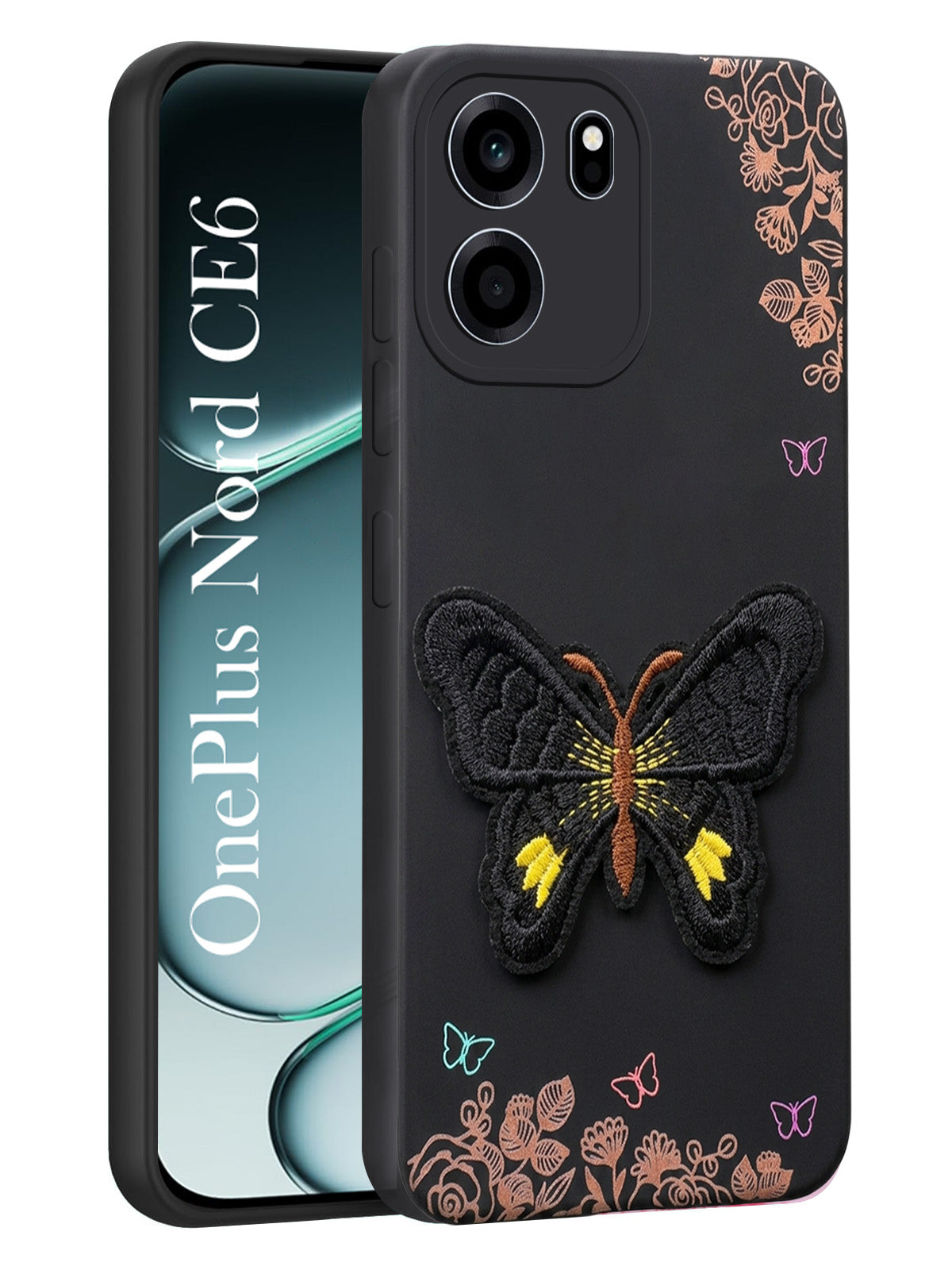For Oneplus Nord CE 6 Back Cover Case (Soft Butterfly Embroidery | Women Teen Girls | Camera Protection| Matte Silicone)