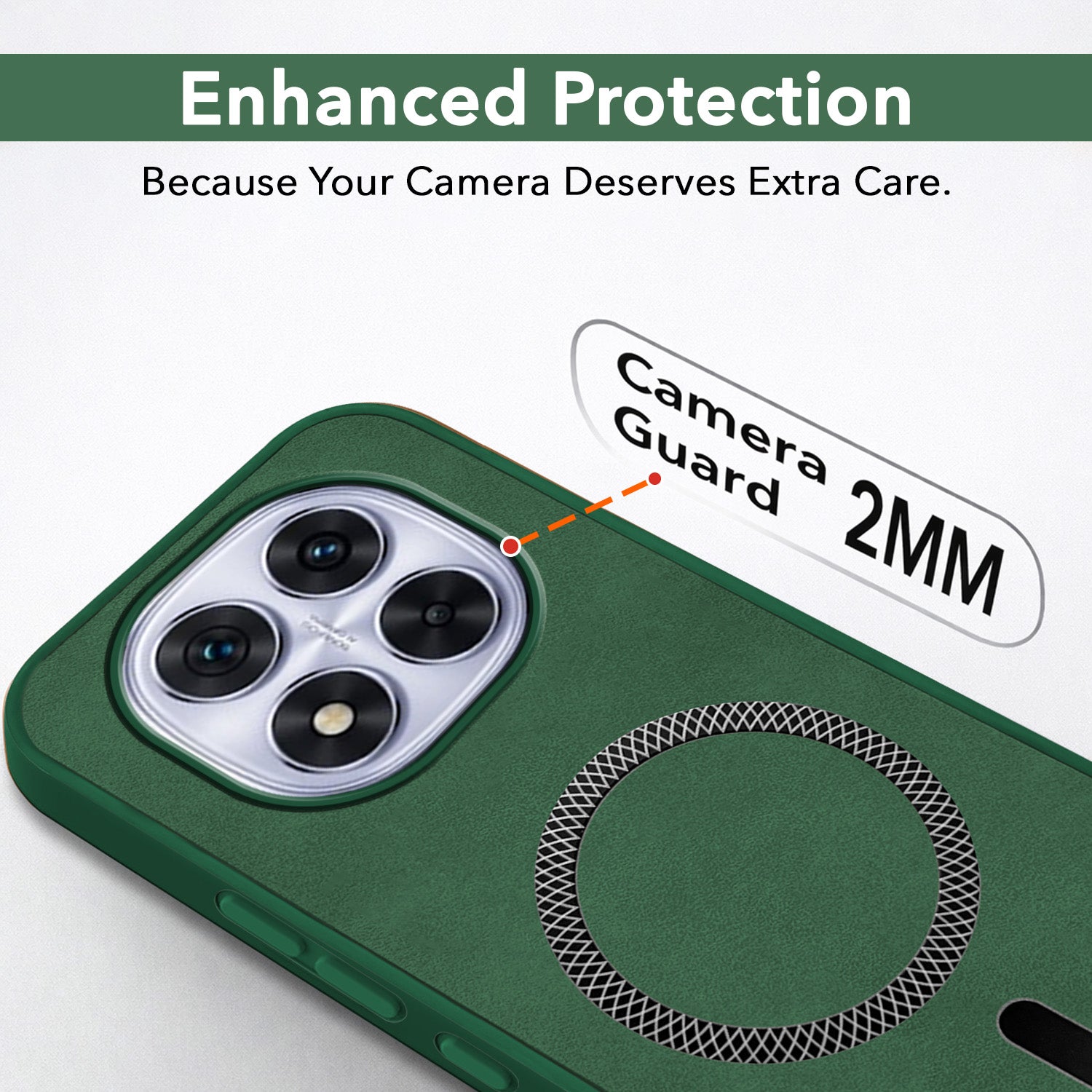 For Redmi Note 14 Pro Back Cover Case Leather Finish (MagSafe Compatible Wireless Charging | Soft Touch | Camera Bump Protection)