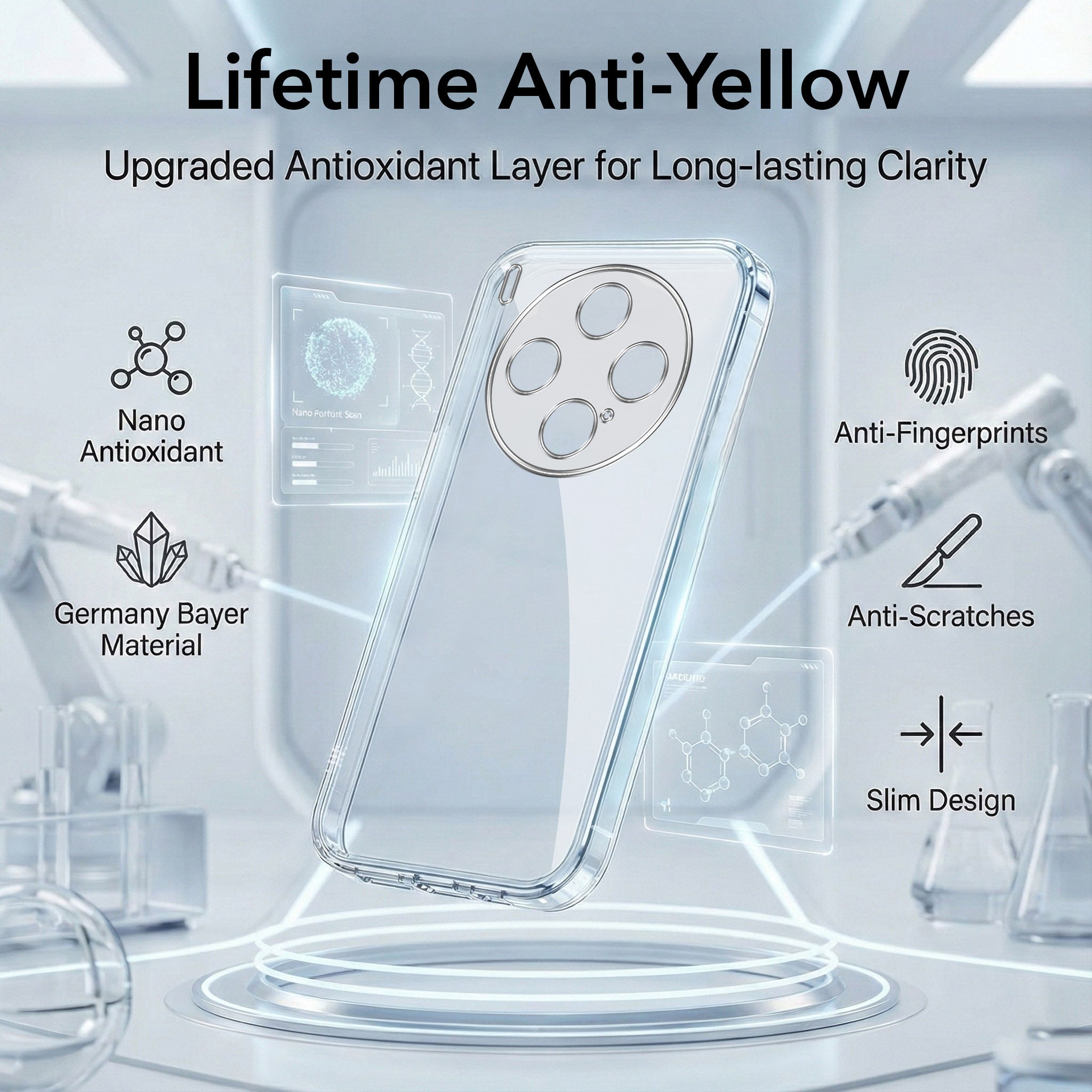 For Vivo X300 5G Combo with Back Cover and 9H Tempered Glass (Lifetime Anti-Yellow | Sleek Hard Crystal | Oleophobic Coating Screen Glass)