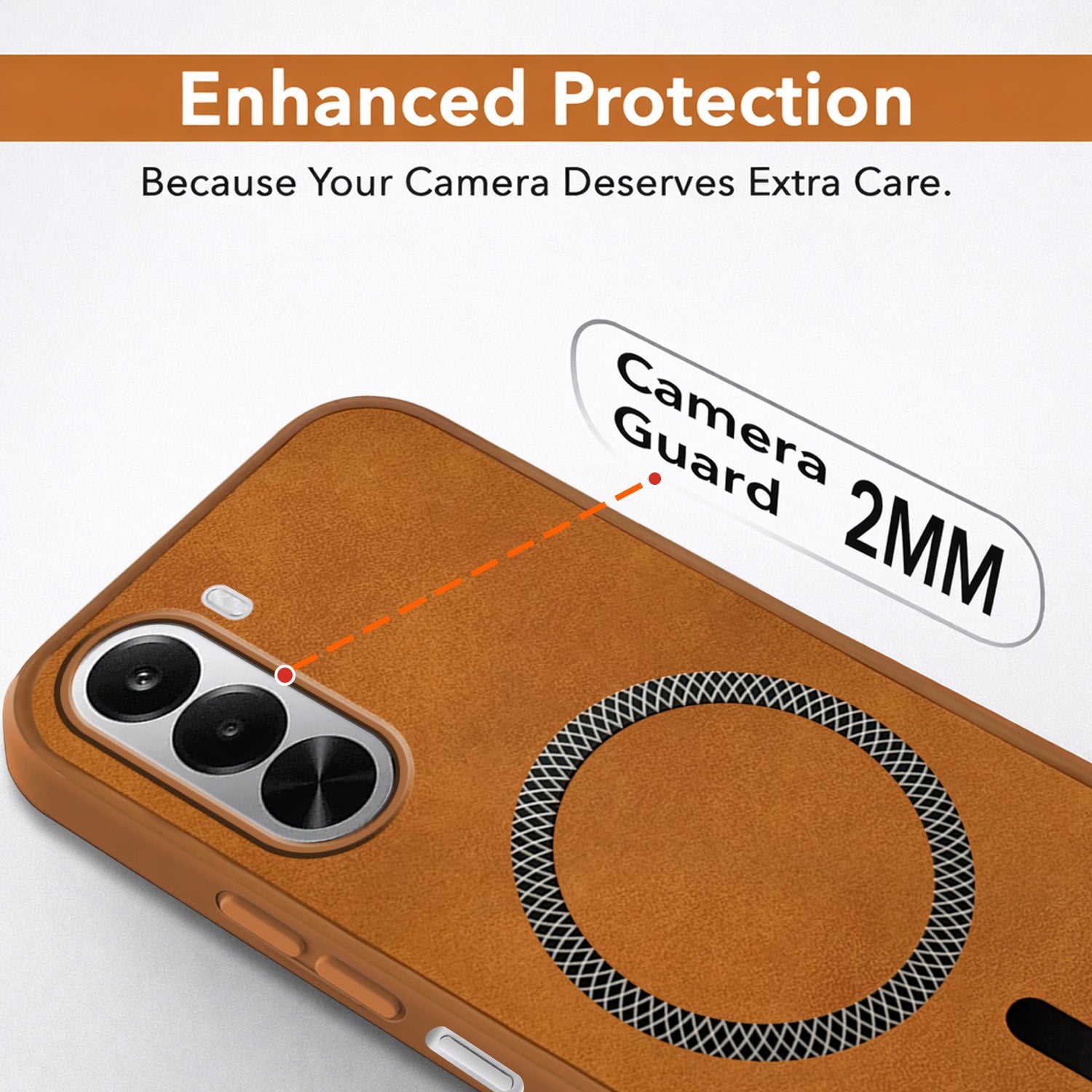 For Realme P4x Back Cover Case Leather Finish (MagSafe Compatible Wireless Charging | Soft Touch | Camera Bump Protection)