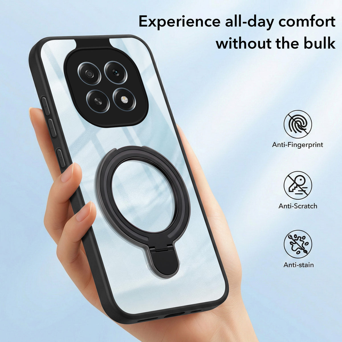 For Oppo F29 Back Cover Case (Kick Stand Ring Holder | Life time Anti Yellow | Camera Protection)