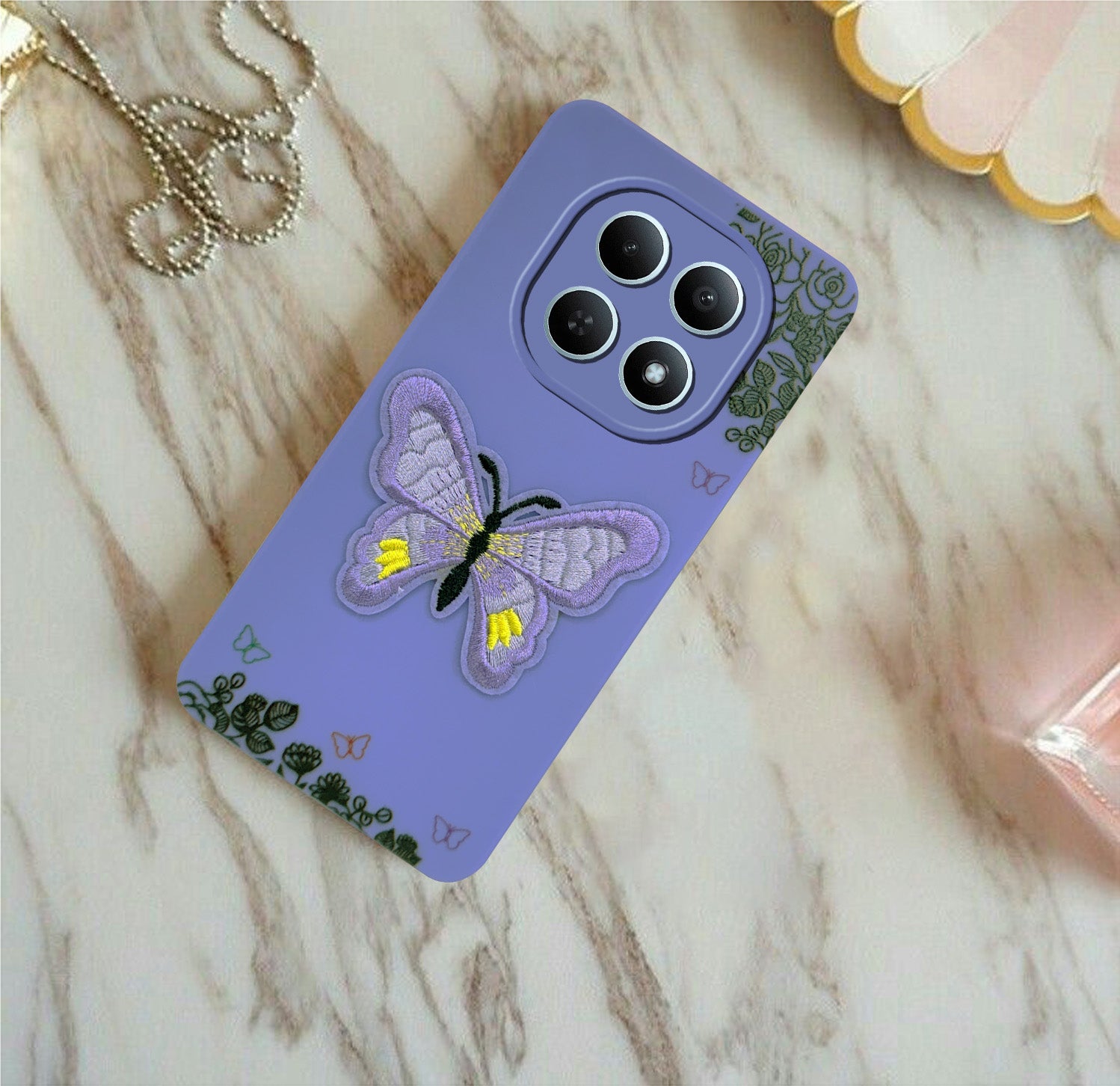 For Redmi note 15 | Redmi note 15 SE (5G) Back Cover Case (Soft Butterfly Embroidery | Women Teen Girls | Camera Protection| Matte Silicone)