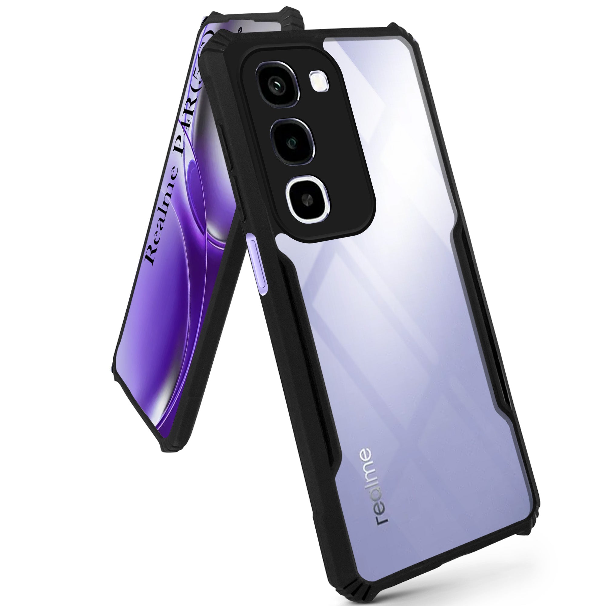 For Realme P4R 5G | Realme Narzo 100X 5G Back Cover Case Hybrid (Shockproof with Polycarbonate Clear Panel | Professional Black)