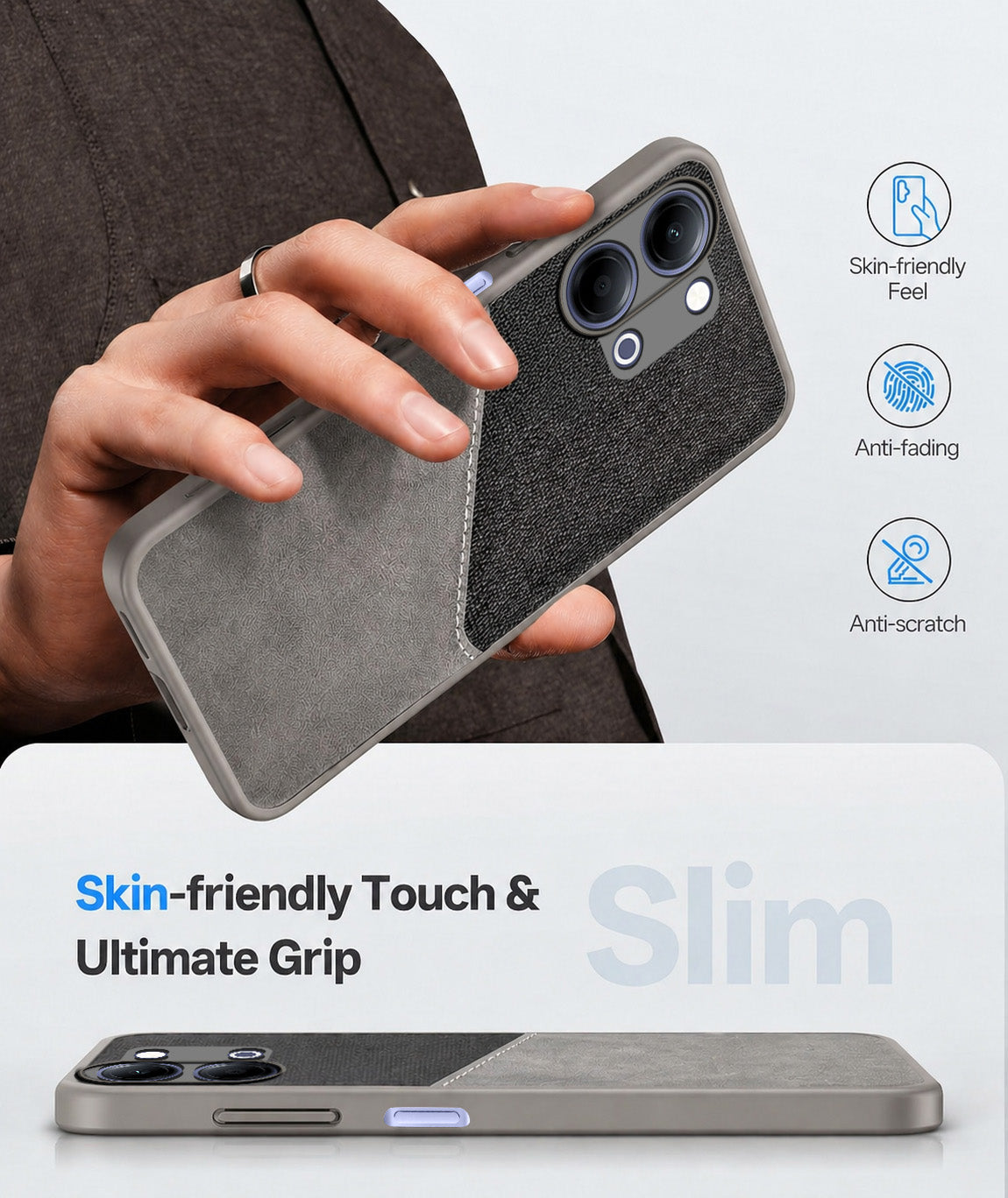 For Vivo Y05 4G Back Cover Case (Dual PU Leather Stitch | Professional Minimalist | Soft and Flexible)