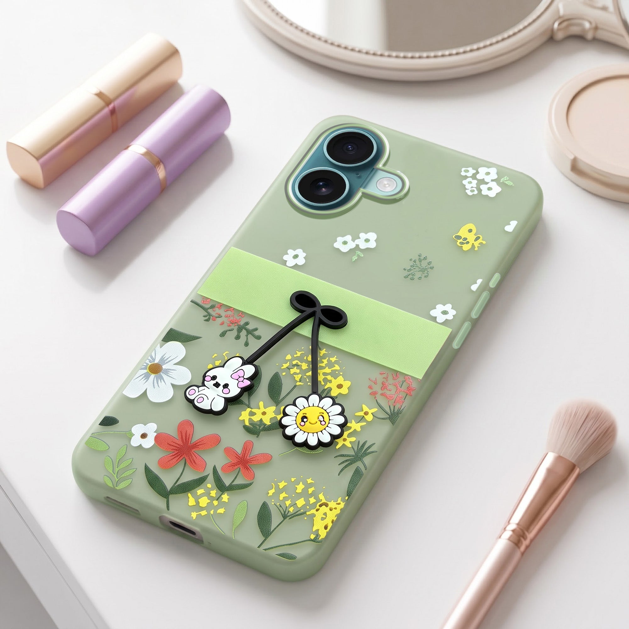 For Apple iPhone 16 Back Cover Case (3D Cute Cartoons | Hard Back Side Soft | Matte Premium Finish | HD Printing)
