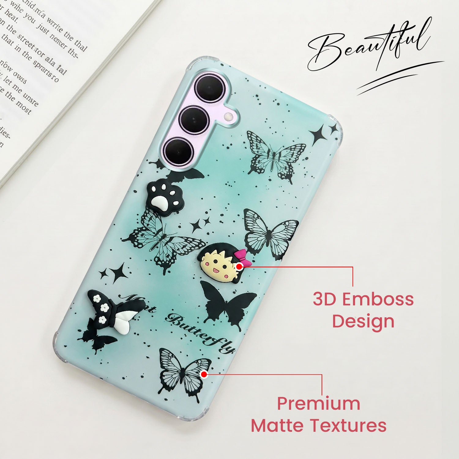 For Samsung Galaxy A35 5G Back Cover Case (3D Cute Cartoons | Hard Back Side Soft | Matte Premium Finish | HD Printing)