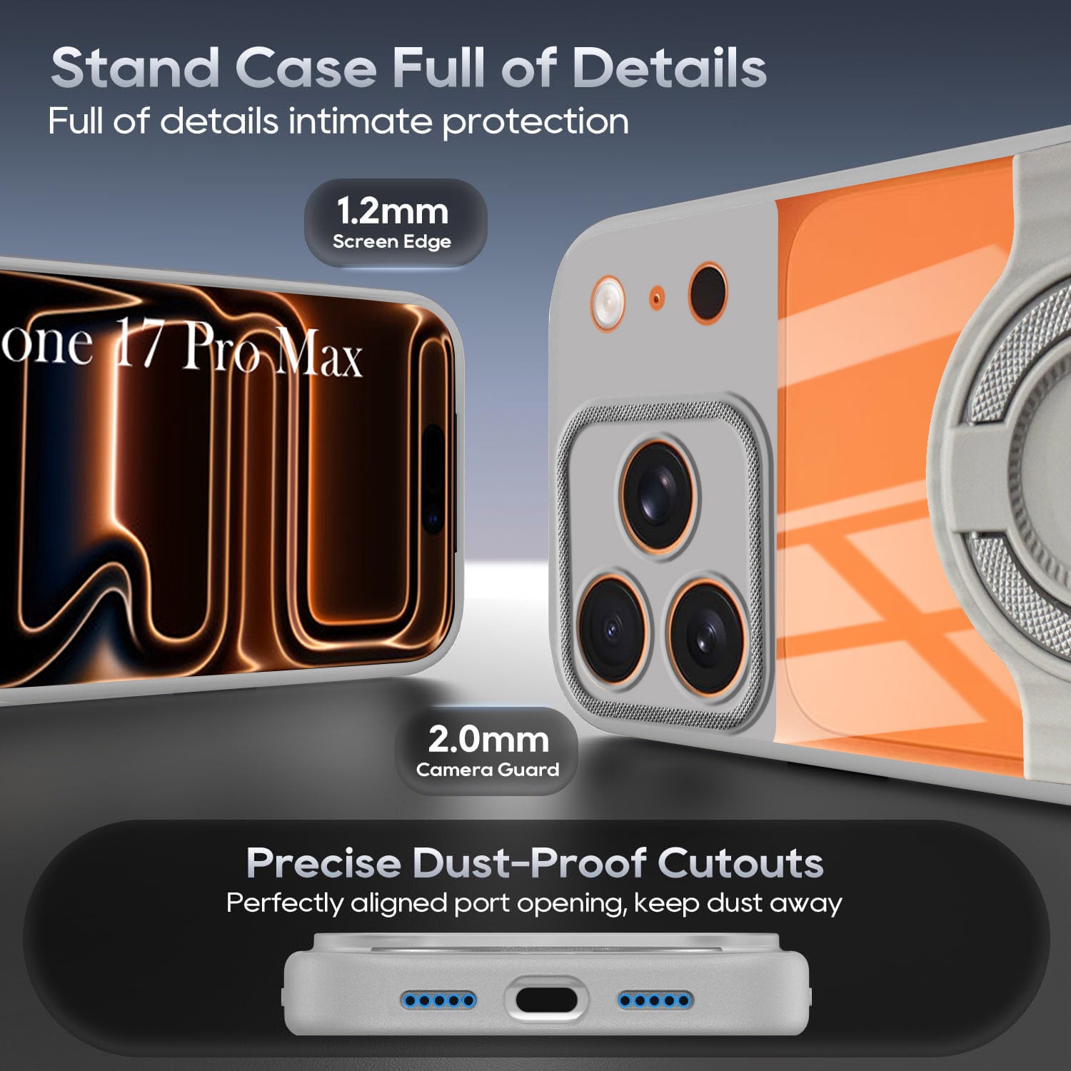 For Apple iPhone 17 Pro Max Back Cover Case with stand (Built-in Ring Holder Kickstand | Lifetime Anti Yellow | Camera Protection)