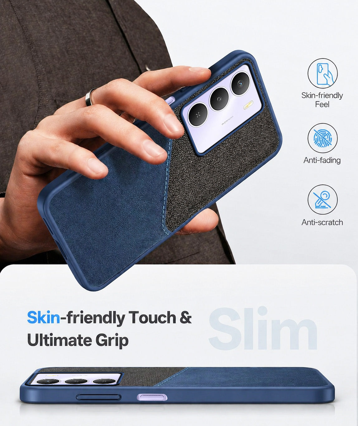 For Realme Narzo 80 Lite 5G Back Cover Case (Dual PU Leather Stitch | Professional Minimalist | Soft and Flexible)