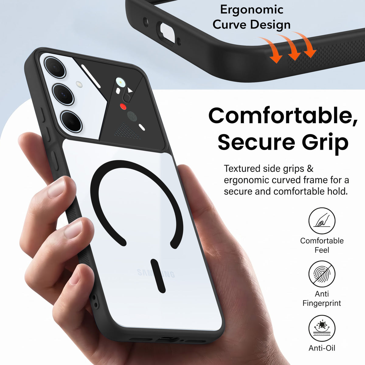 For Samsung Galaxy A35 5G Back Cover Case Lifetime Anti-Yellow Clear (Camera Protection | Side Grip | Wireless MagSafe Compatible)