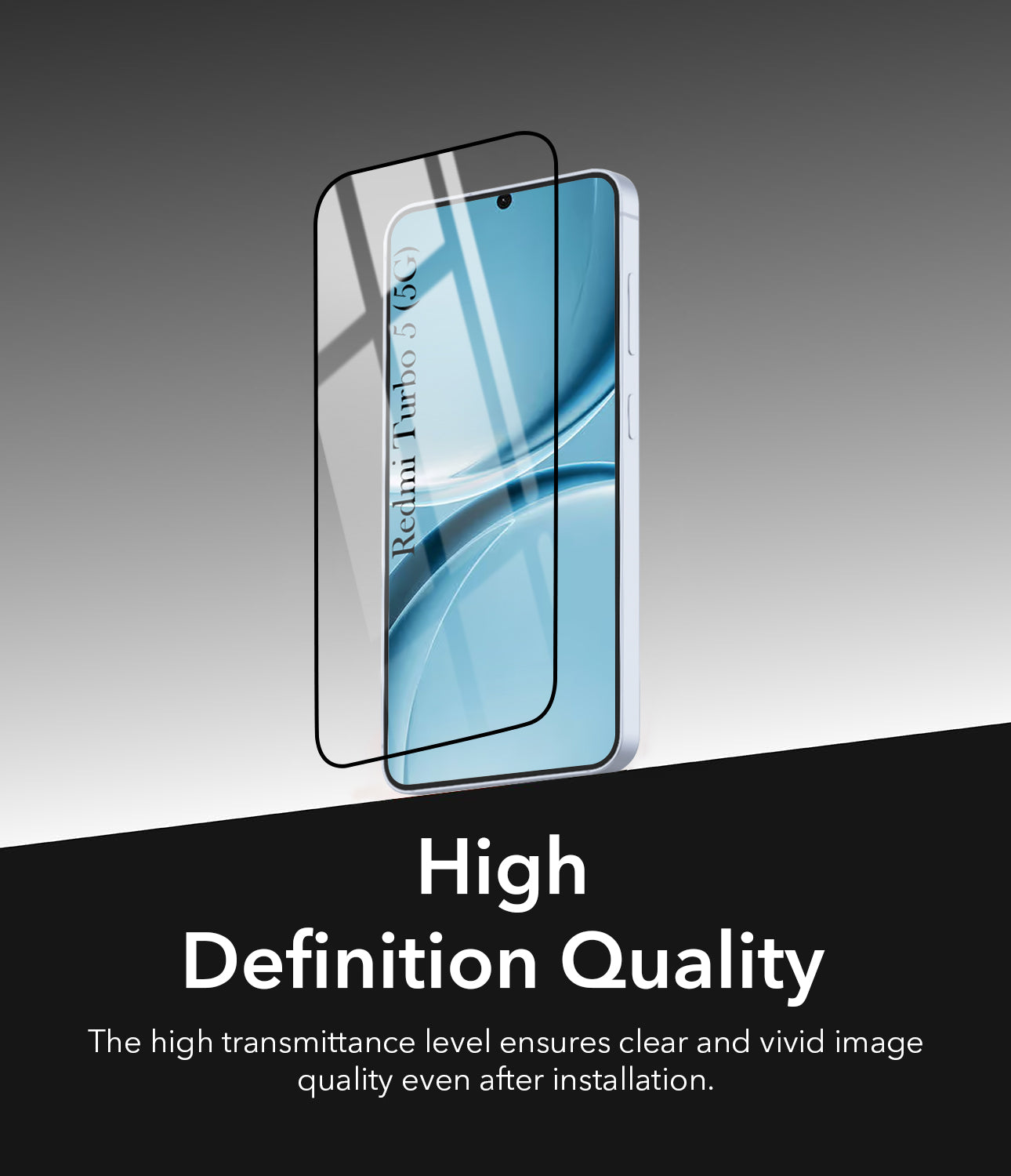Tempered Glass For Redmi Turbo 5 Military-Grade GorillaScreen Protector With Installation Kit | Shatterproof, Full Coverage, HD Clear, Scratch Resistant (Pack of 1)