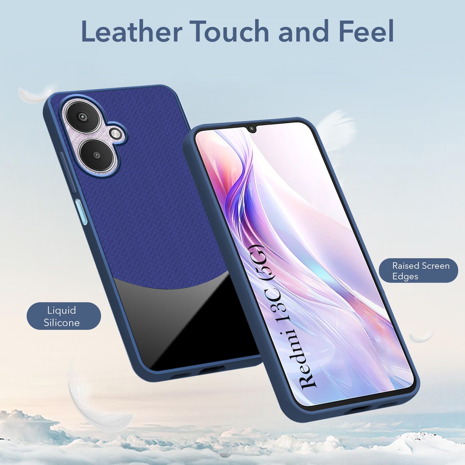 For Redmi 13C 5G Back Cover Case (Elegant PU Leather Finish | Premium Minimalist Professional | Camera Protection Bump)