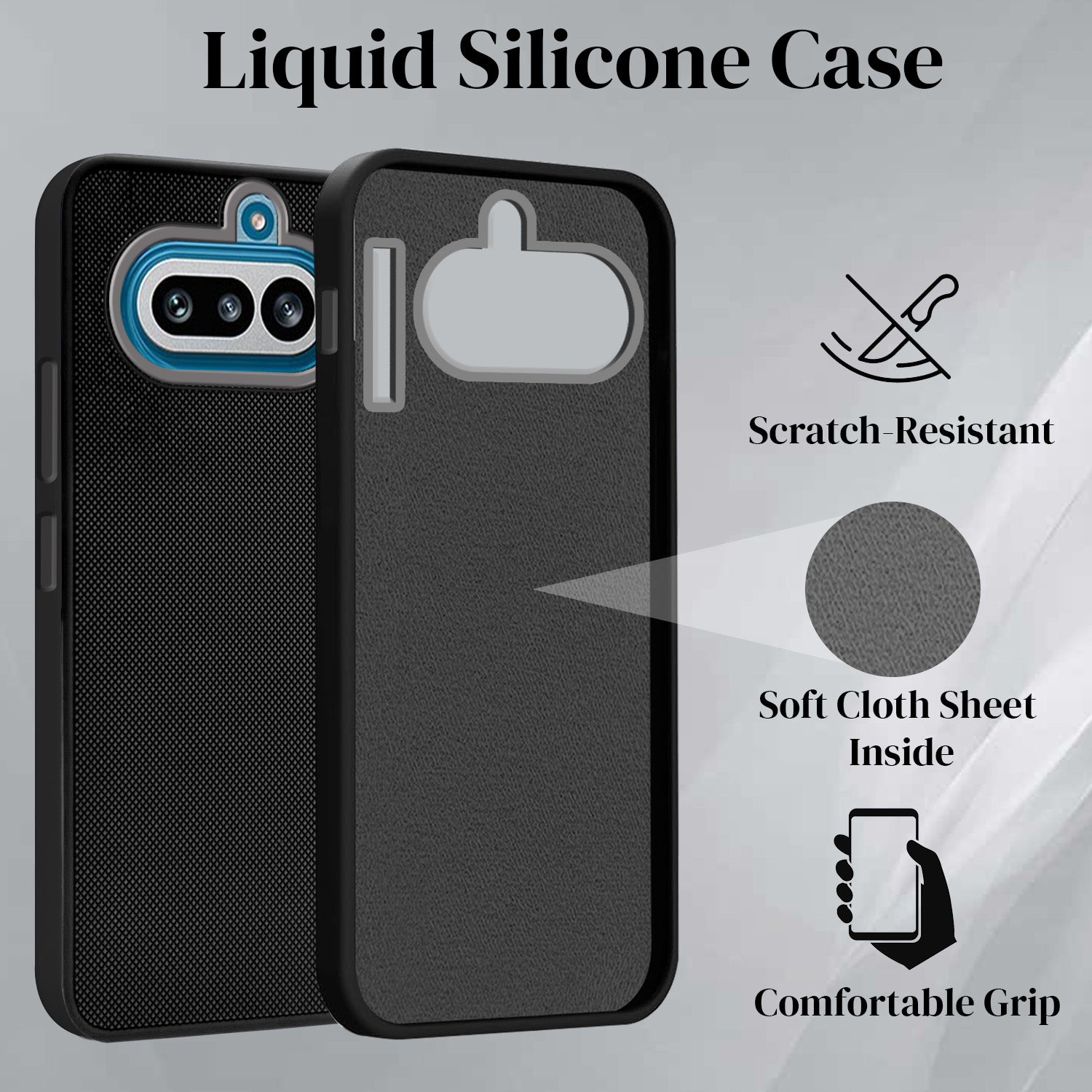 For Nothing Phone 4A 5G Back Cover Case Rubberised (Textured Grip Design | Micro-Fiber Cloth Inside | Slim and Light Weight | SoFt Touch and Feel)