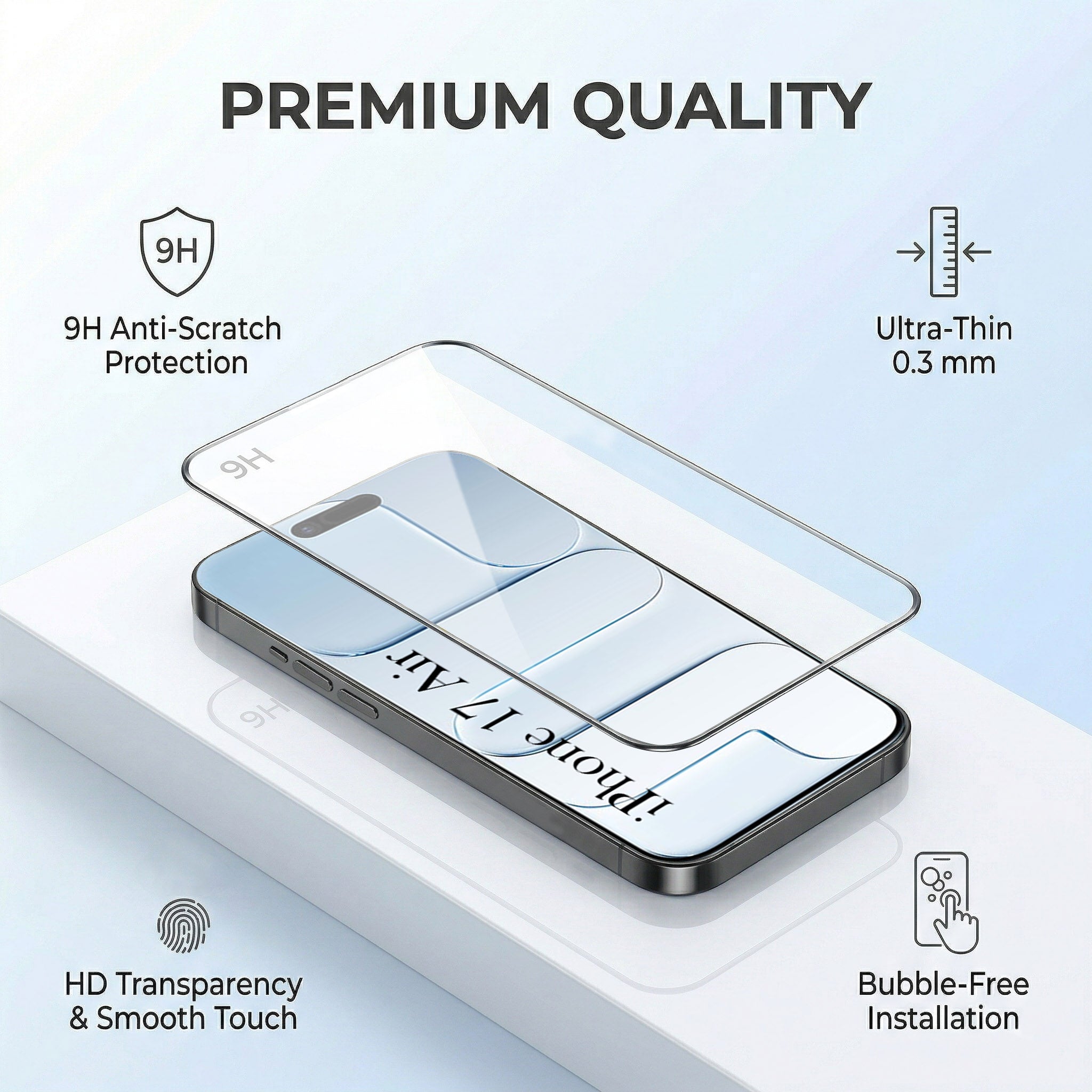 For Apple iPhone 17 Air Combo with Back Cover and 9H Tempered Glass (Lifetime Anti-Yellow | Crystal Clear Shockproof | Oleophobic Coating Screen Glass)
