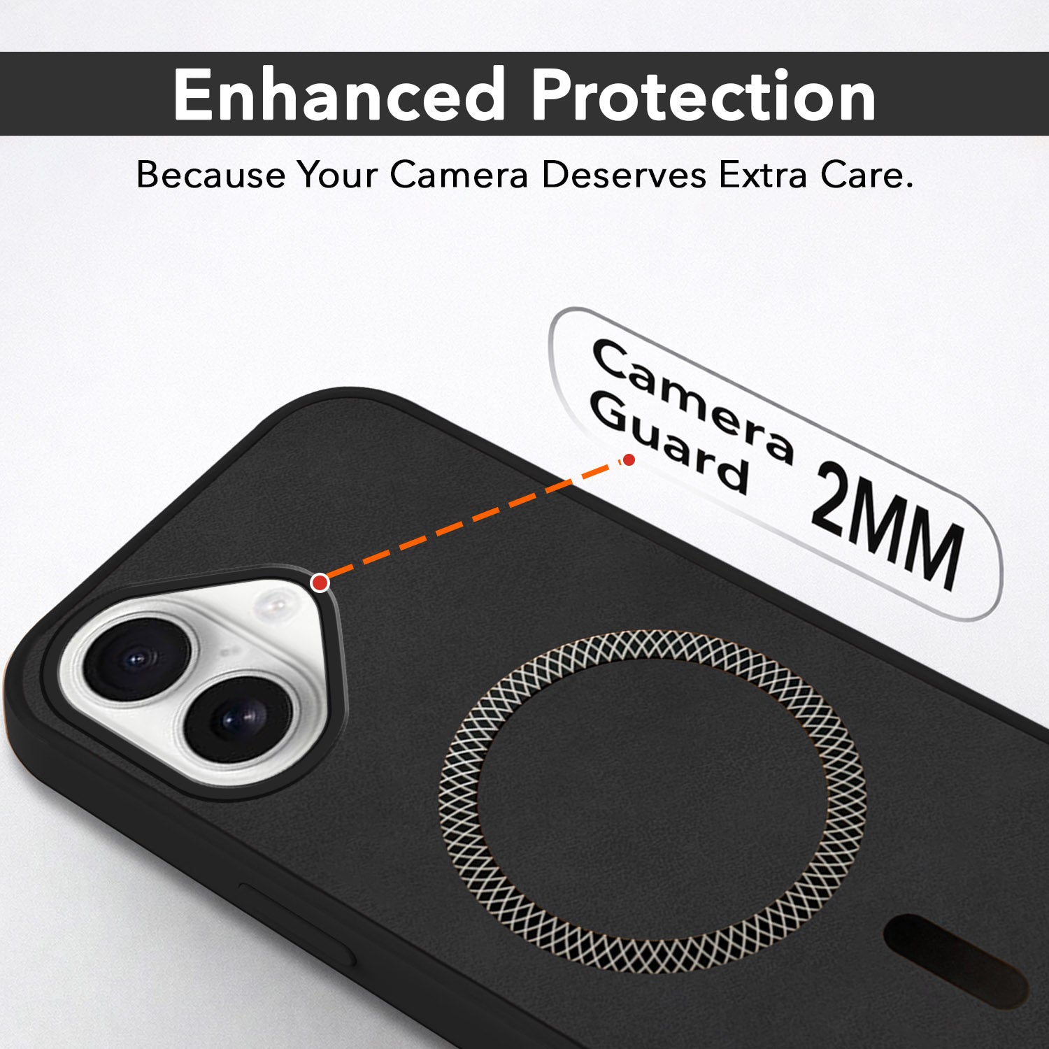 For Apple iPhone 16 Back Cover Case (Sleek Leather Finish | MagSafe Compatible Wireless Charging | Camera Bump Protection)