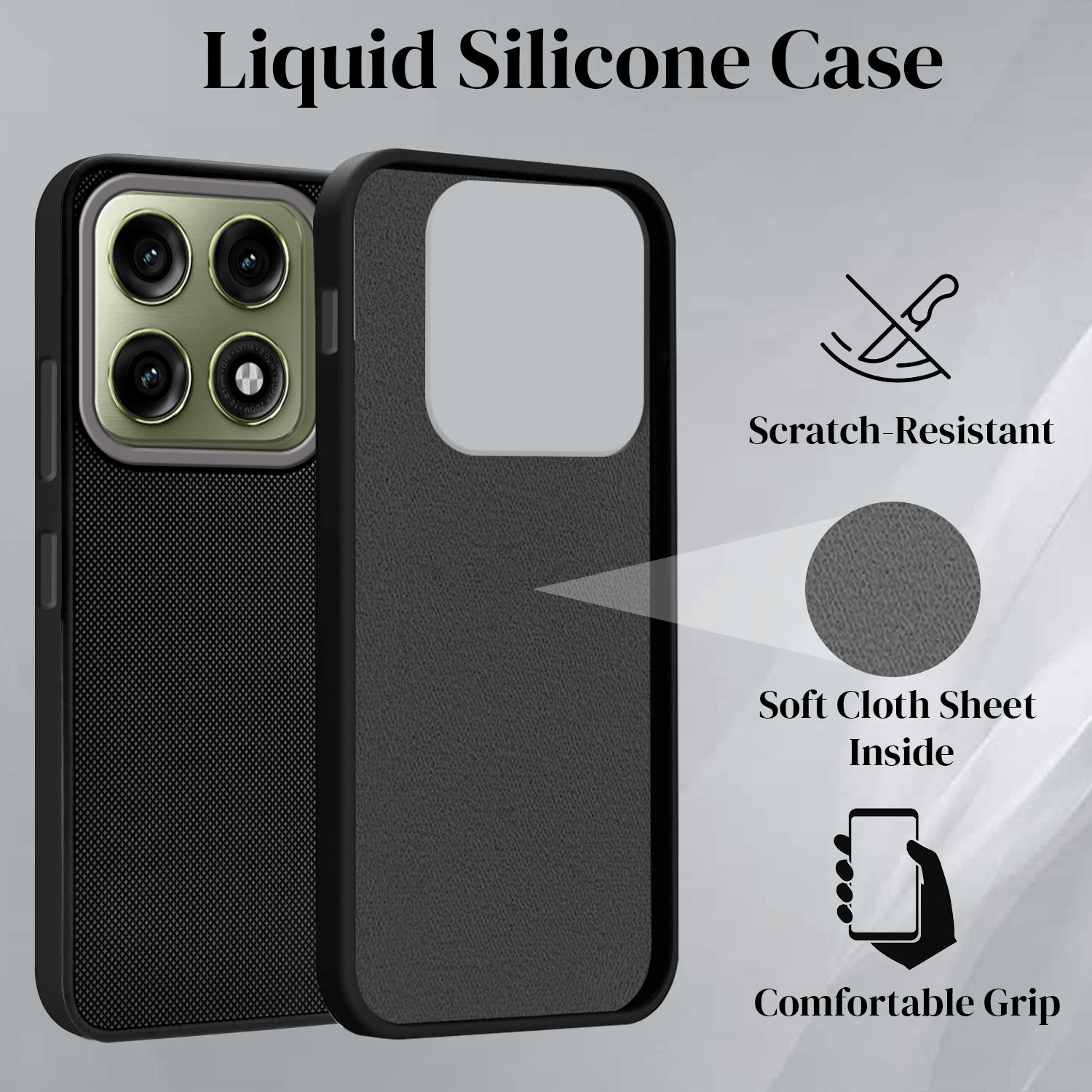 For Motorola Moto Edge 70 Pro Back Cover Case Rubberised (Textured Grip Design| Micro-Fiber Cloth Inside | Slim and Light Weight | Soft Touch and Feel)