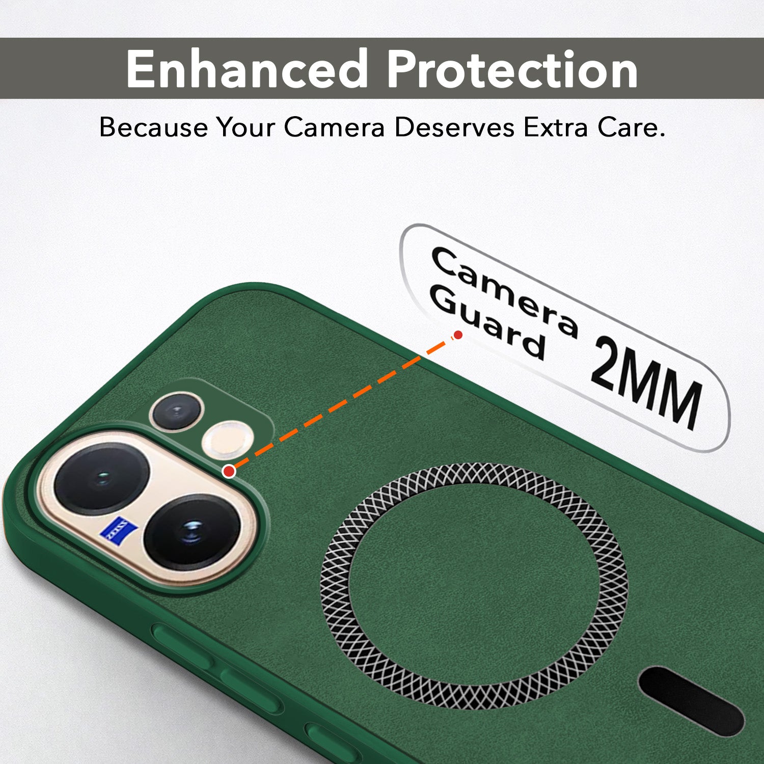 For Vivo V60 | Vivo T4 Pro Back Cover Case Leather Finish (MagSafe Compatible Wireless Charging | Soft Touch | Camera Bump Protection)