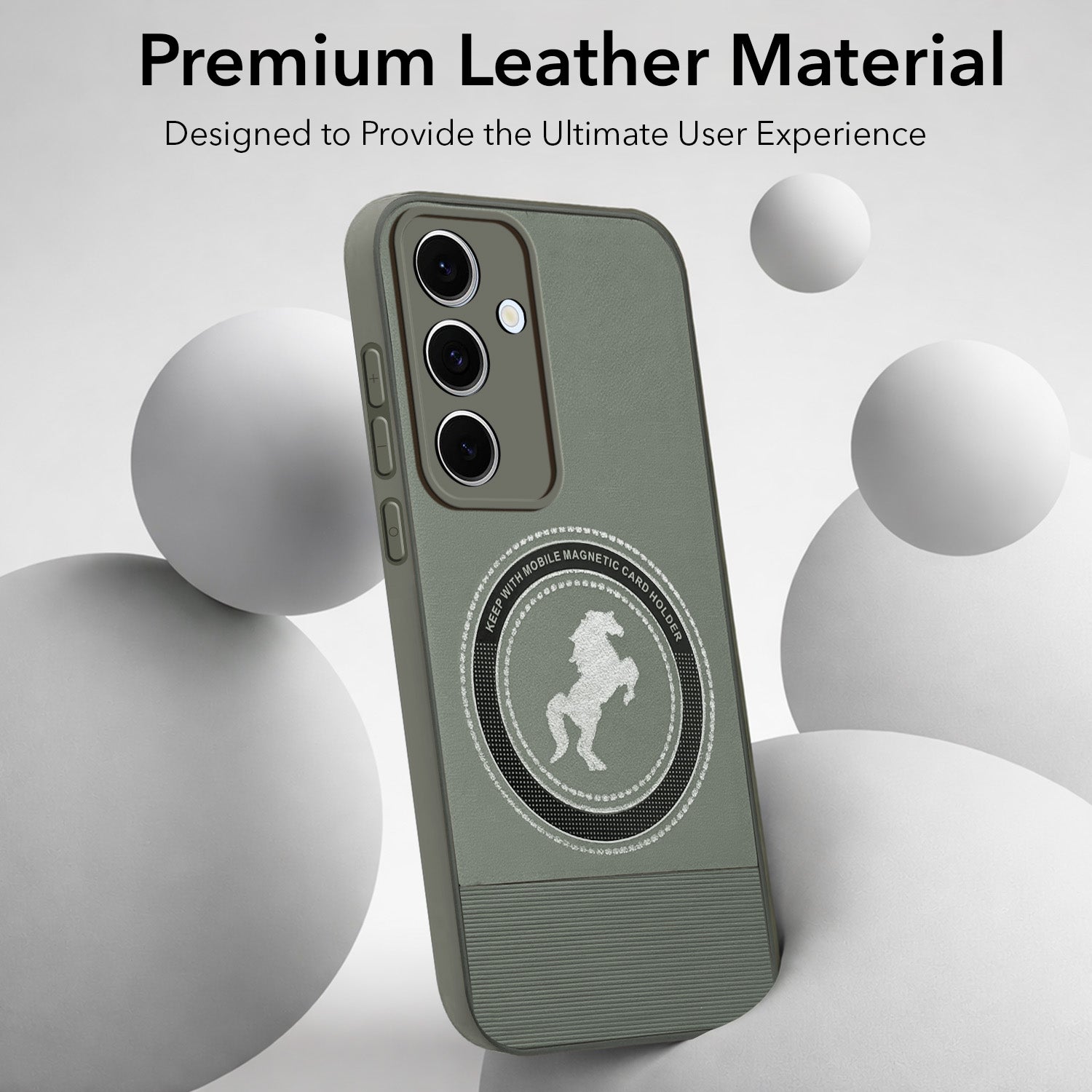 For  Samsung Galaxy S24 FE Back Cover Case PU Leather Finish (Professional Minimalist Texture | MagSafe Compatile | Camera Protection | Sleek Sober Formal)