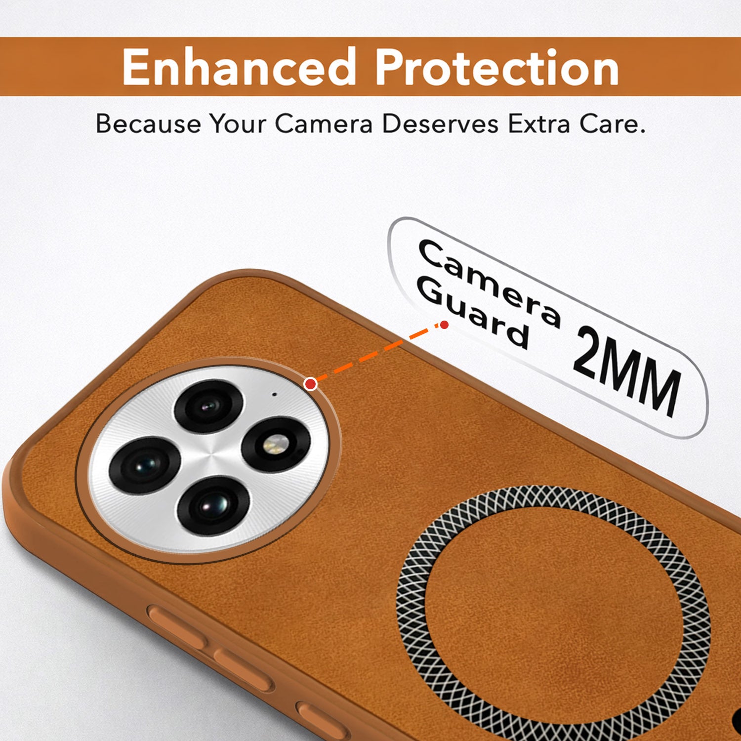 For OnePlus 13 Back Cover Case Leather Finish (MagSafe Compatible Wireless Charging | Soft Touch | Camera Bump Protection)