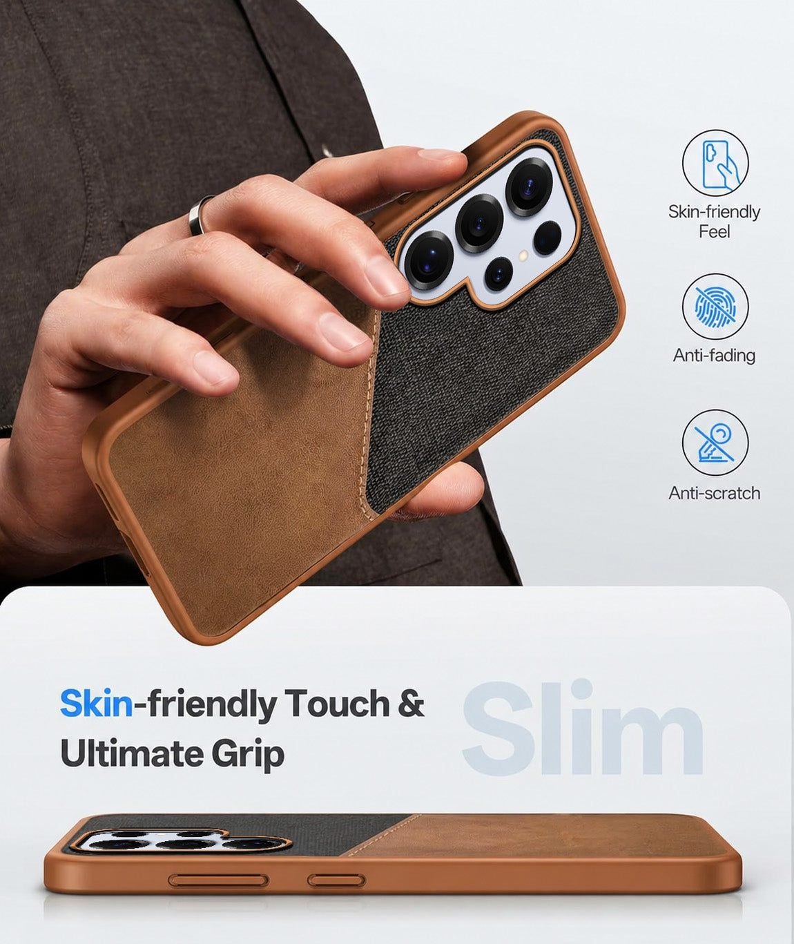For Samsung Galaxy S25 Ultra Back Cover Case (Dual PU Leather Stitch | Professional Minimalist | Soft and Flexible)