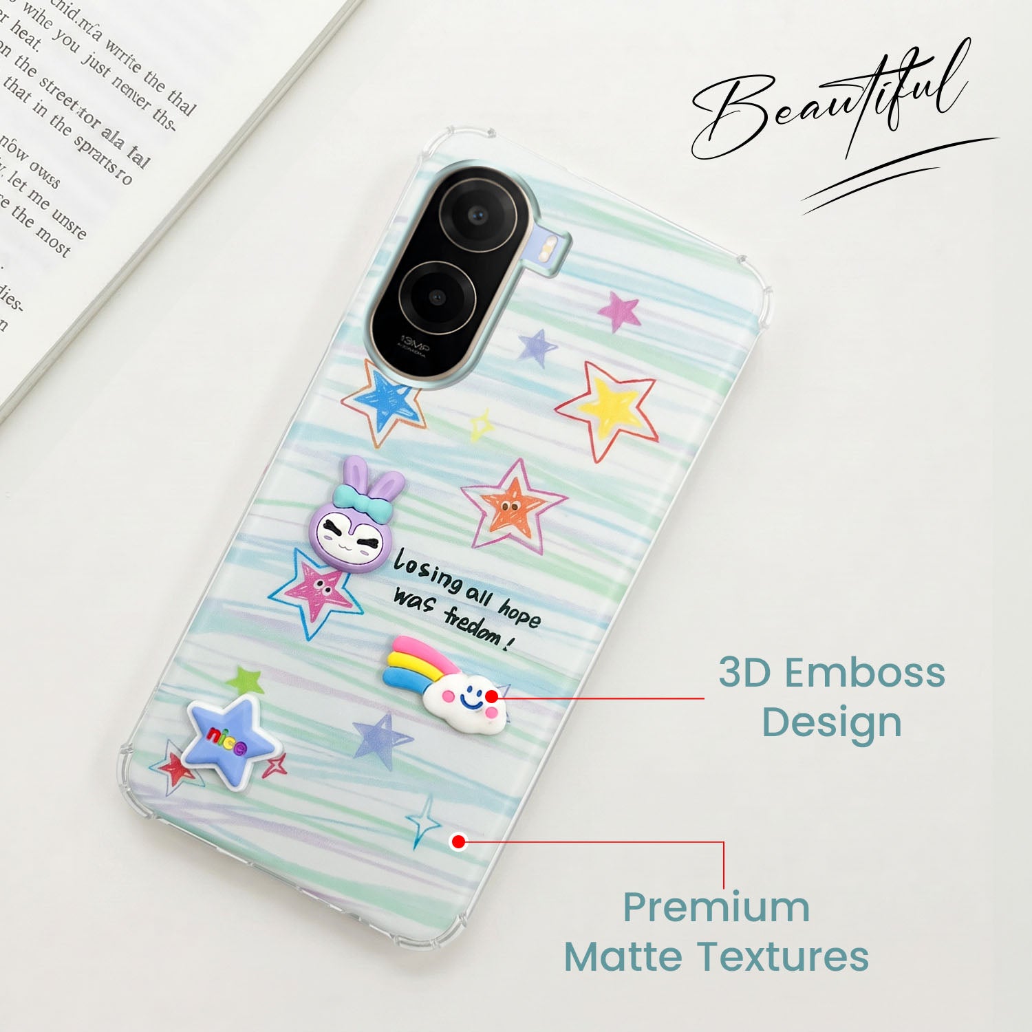 For Poco C81 5G Back Cover Case (3D Cute Cartoons | Hard Back Side Soft | Matte Premium Finish | HD Printing)