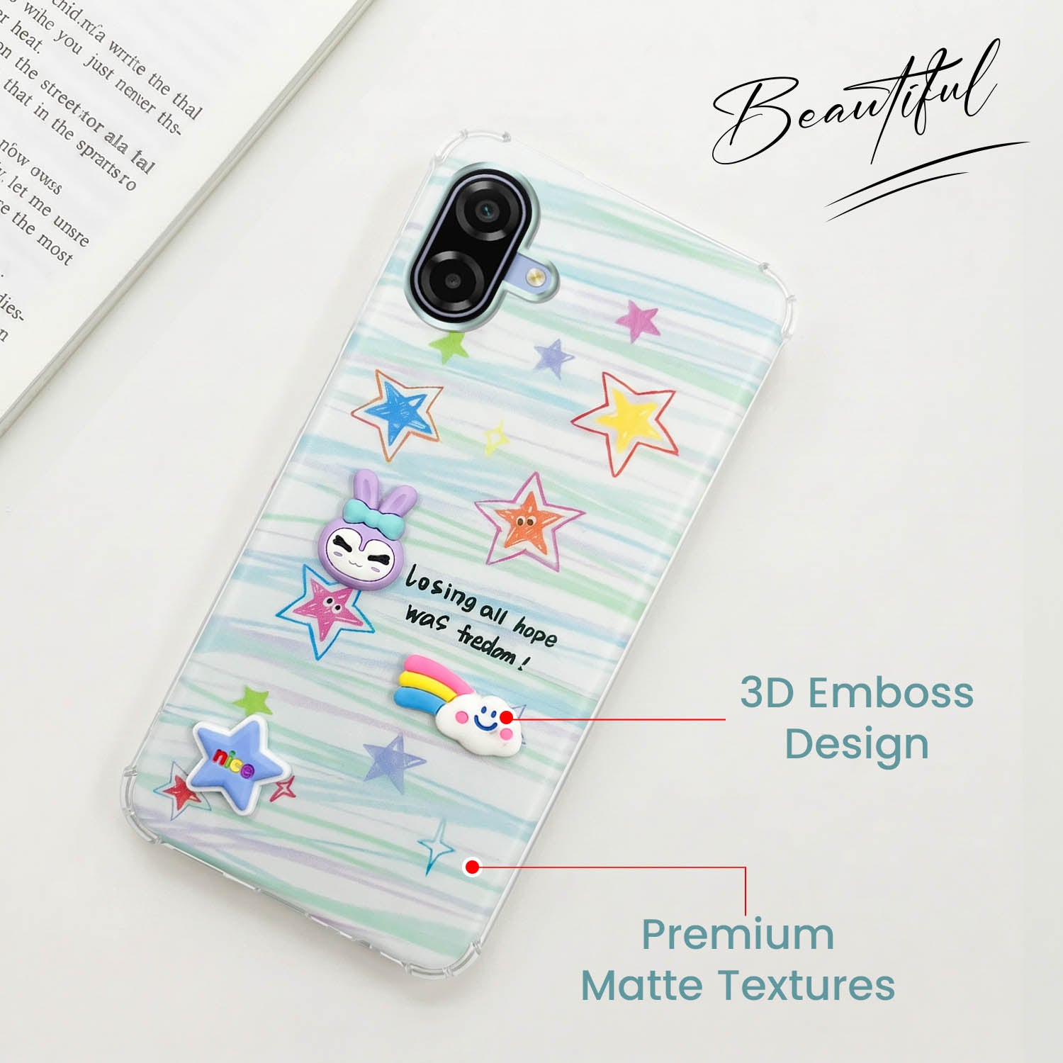 For Samsung Galaxy A07 5G | F70e 5G Back Cover Case (3D Cute Cartoons | Hard Back Side Soft | Matte Premium Finish | HD Printing)