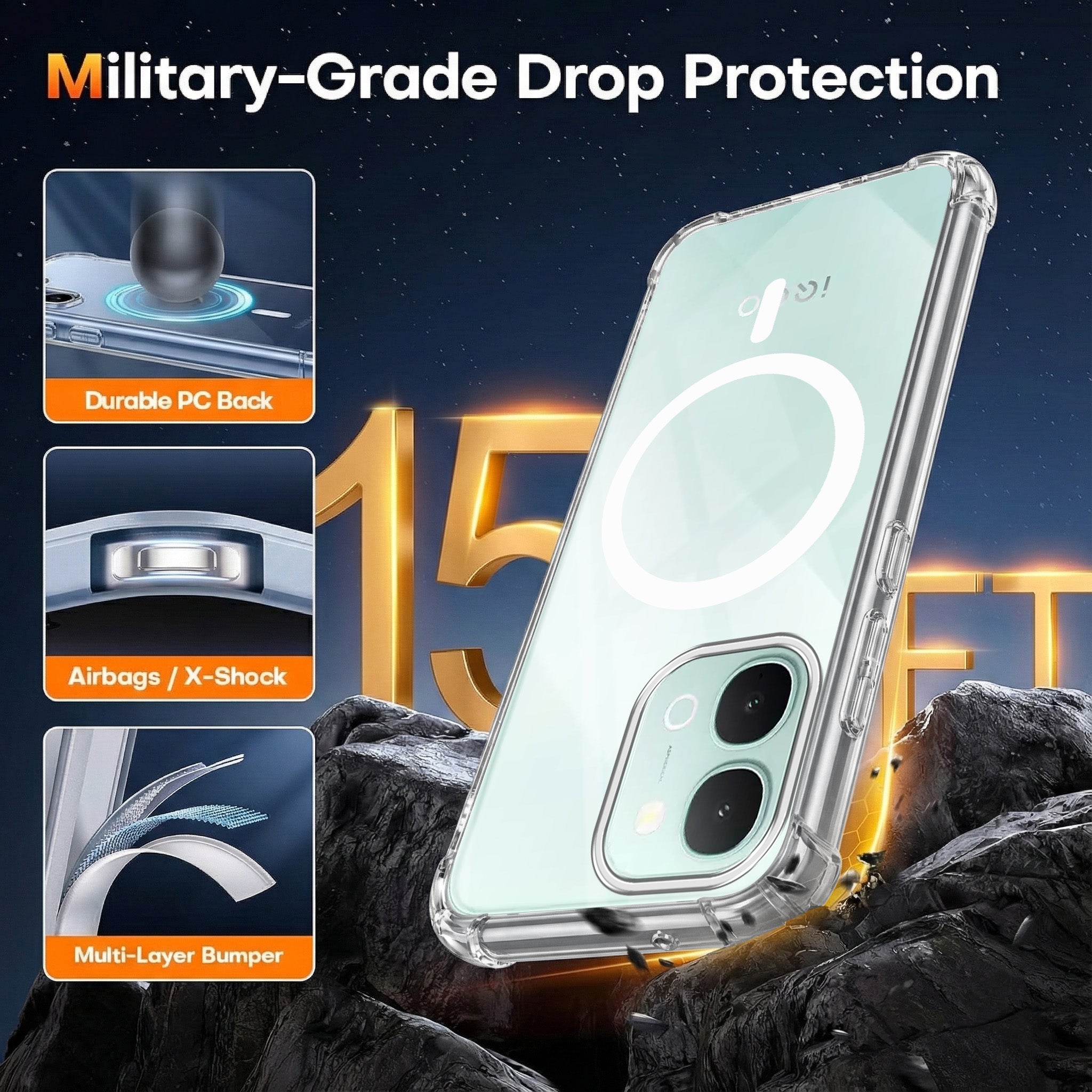 For Vivo iQOO Z11x 5G Back Cover Shockproof Crystal-Clear (Magsafe Wireless Support | Drop & Camera Protection | Hard Polycarbonate)