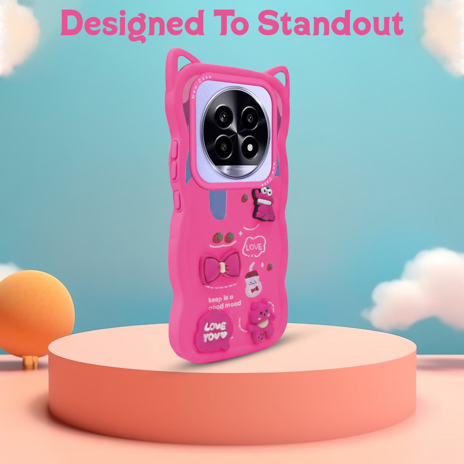For Realme 13 Pro | Realme 13 Pro Plus 5G Back Case Cover Strap(3D embossed Figures | Strap Holder | 360* Soft Cushion with Camera Bump)