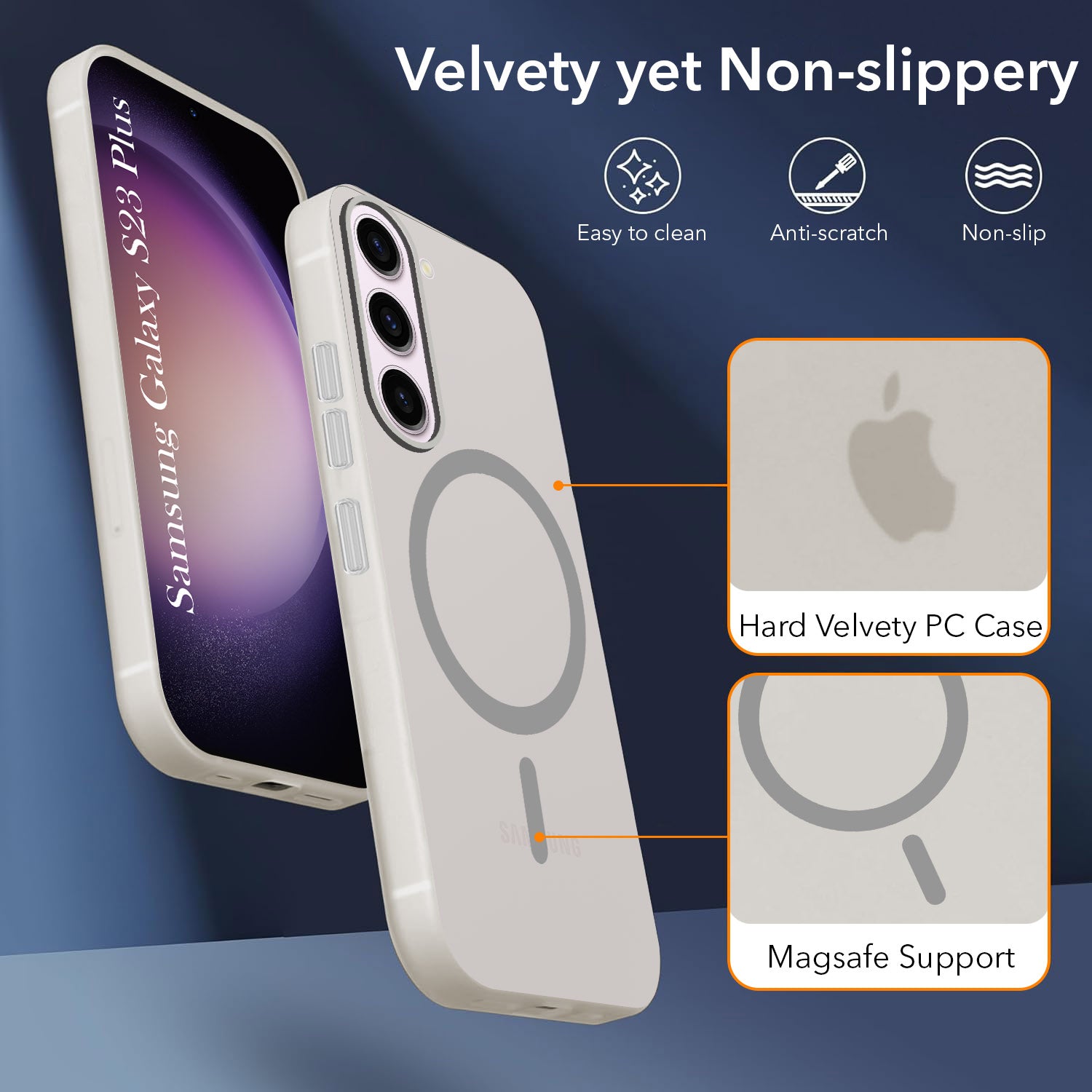 For Samsung Galaxy S23 Plus Back Cover Case Crystal (Frosted Matte Feel | MagSafe Compatible Wireless Charging)