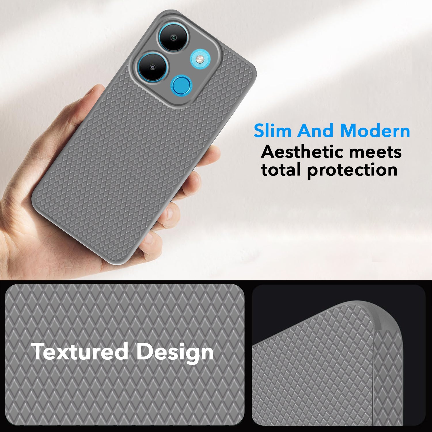 For Infinix Smart 7 Back Cover Case (Liquid Silicone | Side Grip | Camera Protection)