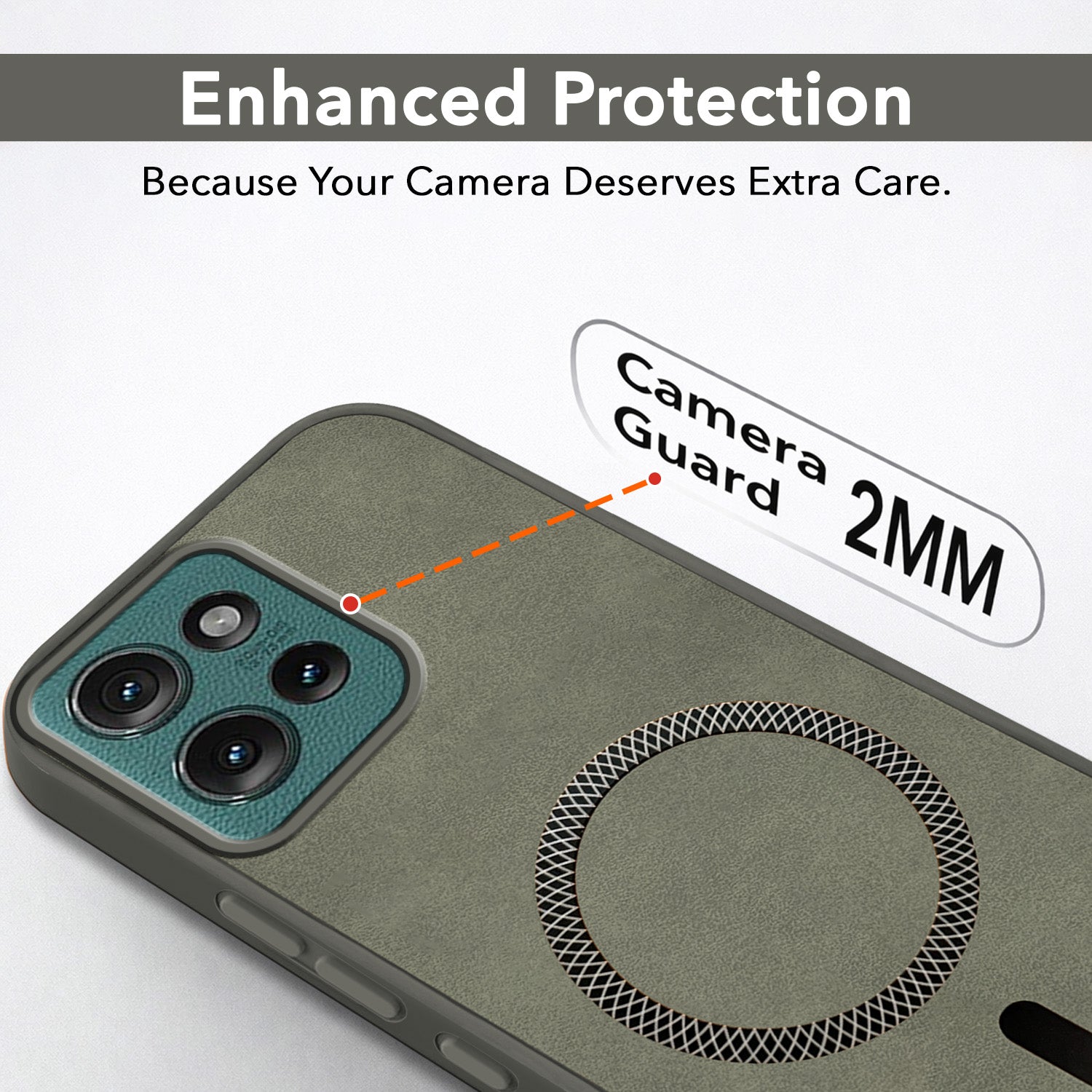 For Motorola Moto Edge 50 5G Back Cover Case Leather Finish (MagSafe Compatible Wireless Charging | Soft Touch | Camera Bump Protection)