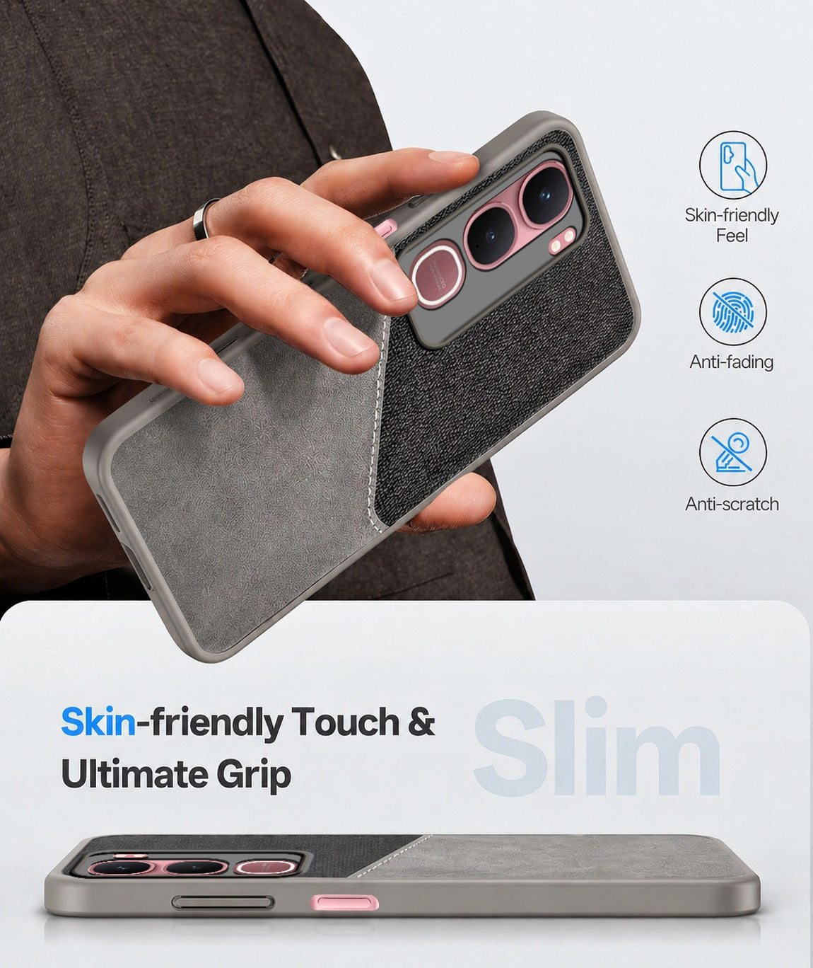 For Vivo Y31 5G Back Cover Case (Dual PU Leather Stitch | Professional Minimalist | Soft and Flexible)