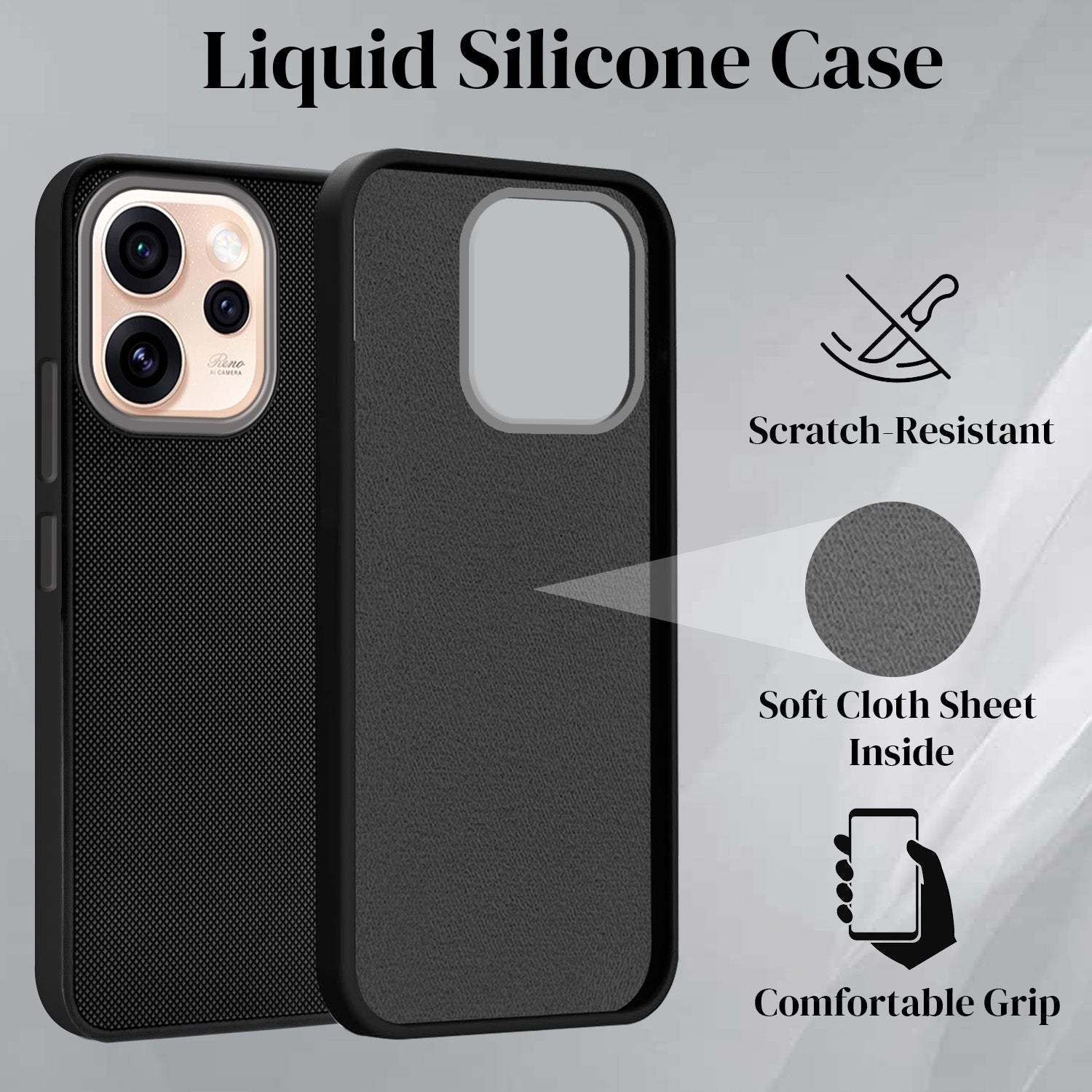 For Oppo Reno15 Pro 5G | Oppo Reno 15 Pro 5G Back Cover Case Rubberised (Textured Grip Design | Micro-Fiber Cloth Inside | Slim and Light Weight | Soft Touch and Feel)