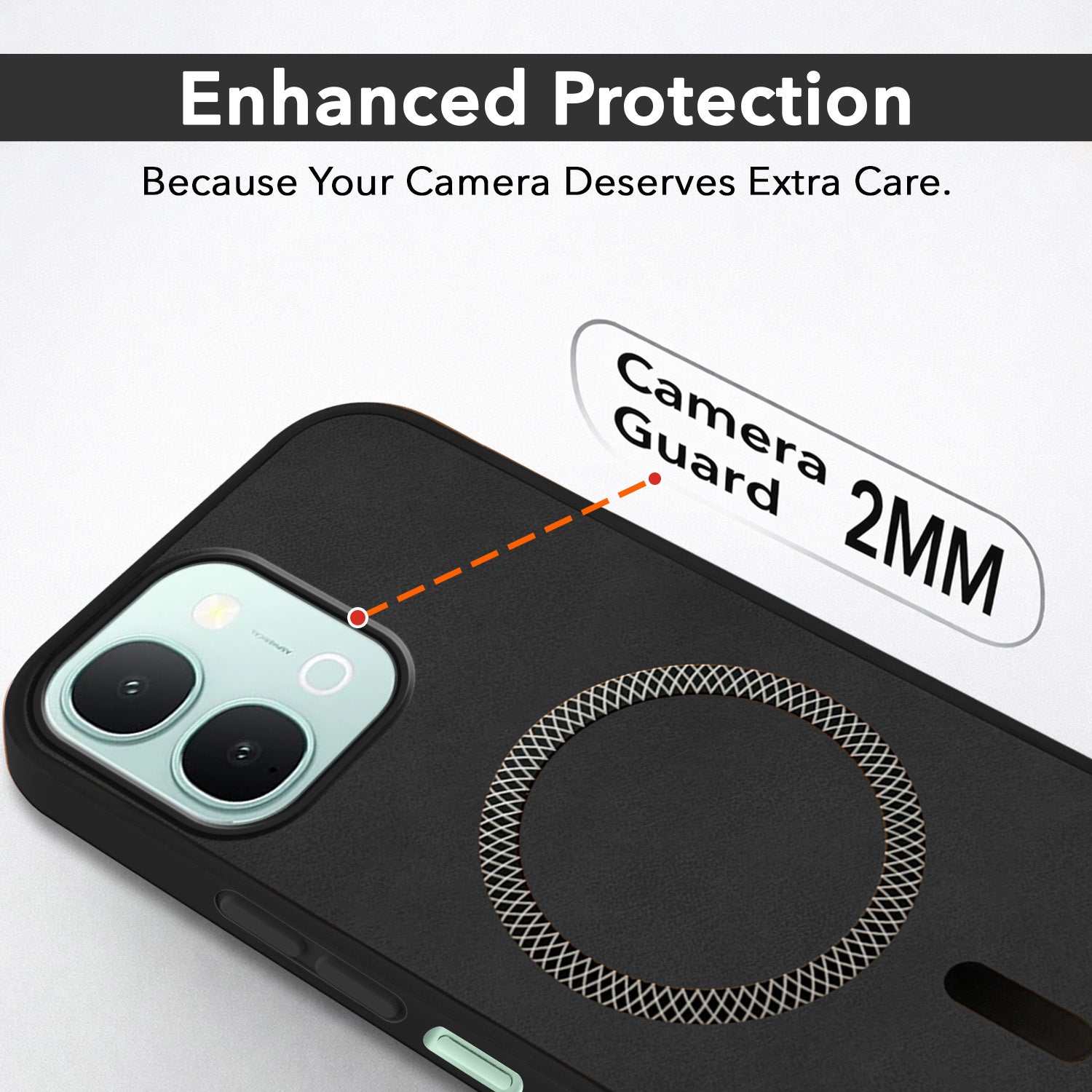 For Vivo iQOO Z11x 5G Back Cover Case Leather Finish (MagSafe Compatible Wireless Charging | Soft Touch | Camera Bump Protection)