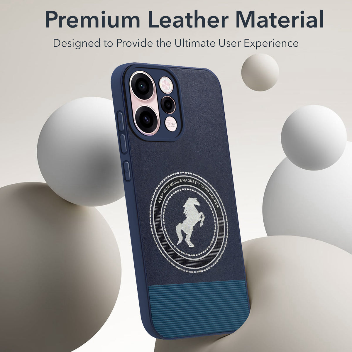 For Oppo Reno 15c Back Cover Case PU Leather Finish (Professional Minimalist Texture | MagSafe Compatile | Camera Protection | Sleek Sober Formal)