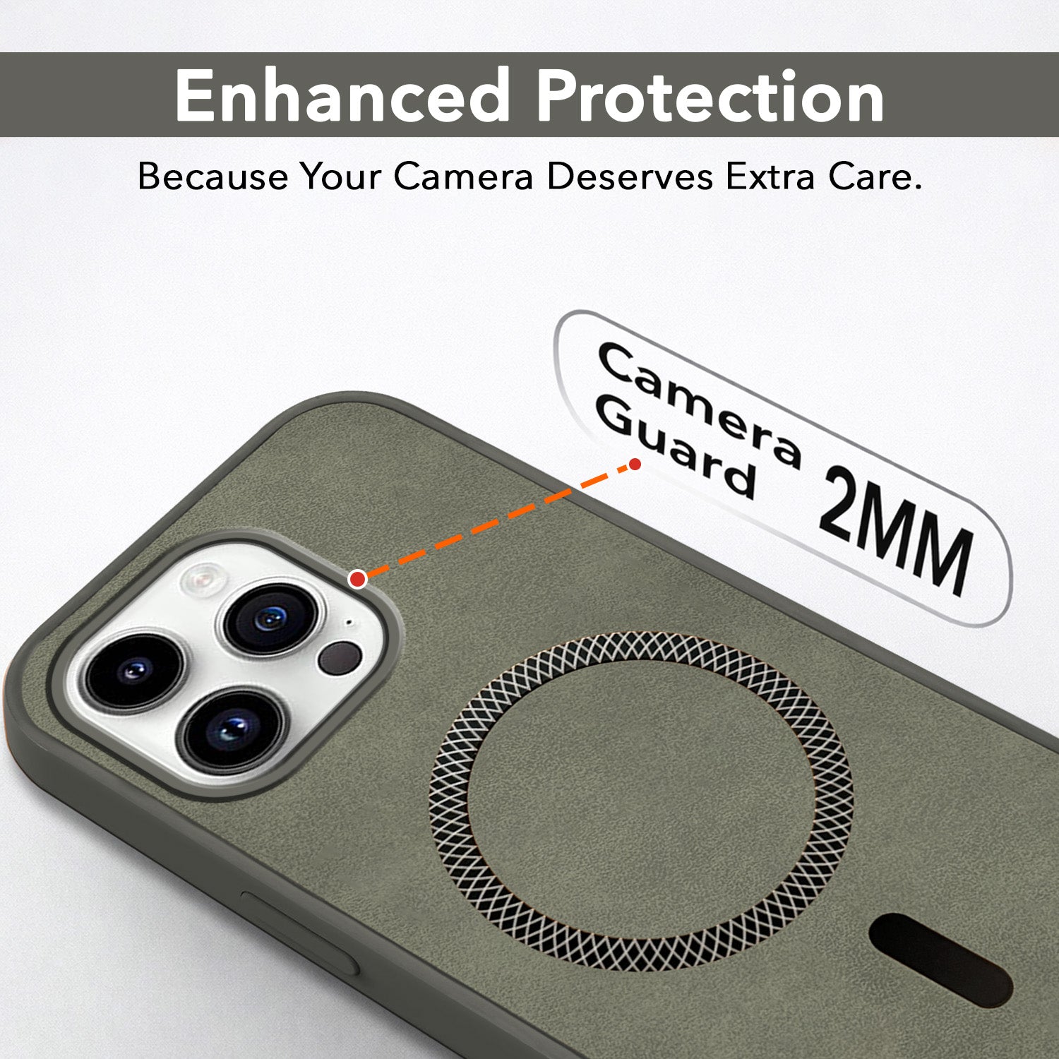 For Apple iPhone 14 Pro Back Cover Case Leather Finish (MagSafe Compatible Wireless Charging | Soft Touch | Camera Bump Protection)