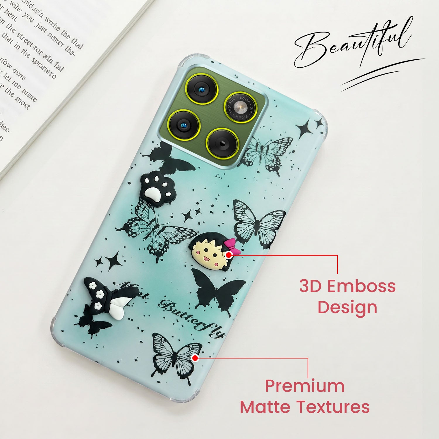 For Motorola Moto Edge 70 Back Cover Case (3D Cute Cartoons | Hard Back Side Soft | Matte Premium Finish | HD Printing)