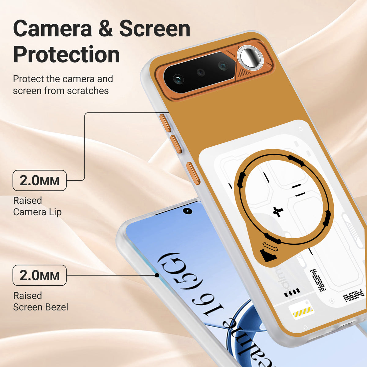 For Realme 16 Metallic Back Cover Case (Metallic Camera Protection & Buttons | Translucent Milky Shade | Hard Polycarbonate)