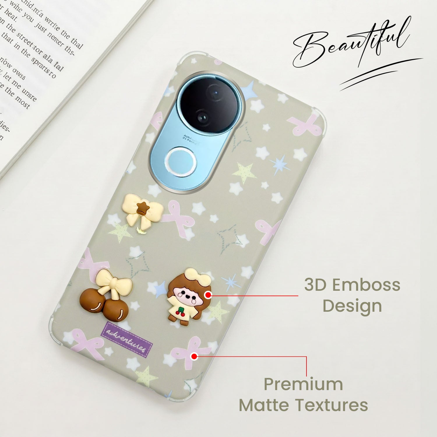 For Vivo iQOO Z10R Back Cover Case (3D Cute Cartoons | Hard Back Side Soft | Matte Premium Finish | HD Printing)