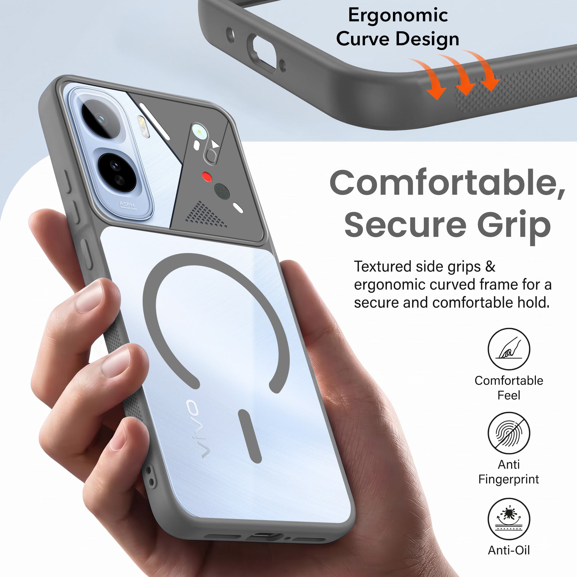 For Vivo T5 Pro 5G Back Cover Case Lifetime Anti-Yellow Clear (Camera Protection | Side Grip | Wireless MagSafe Compatible)