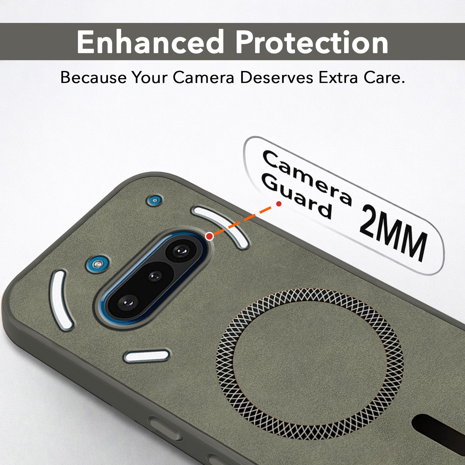 For Nothing Phone 3A 5G Back Cover Case Leather Finish (MagSafe Compatible Wireless Charging | Soft Touch | Camera Bump Protection)