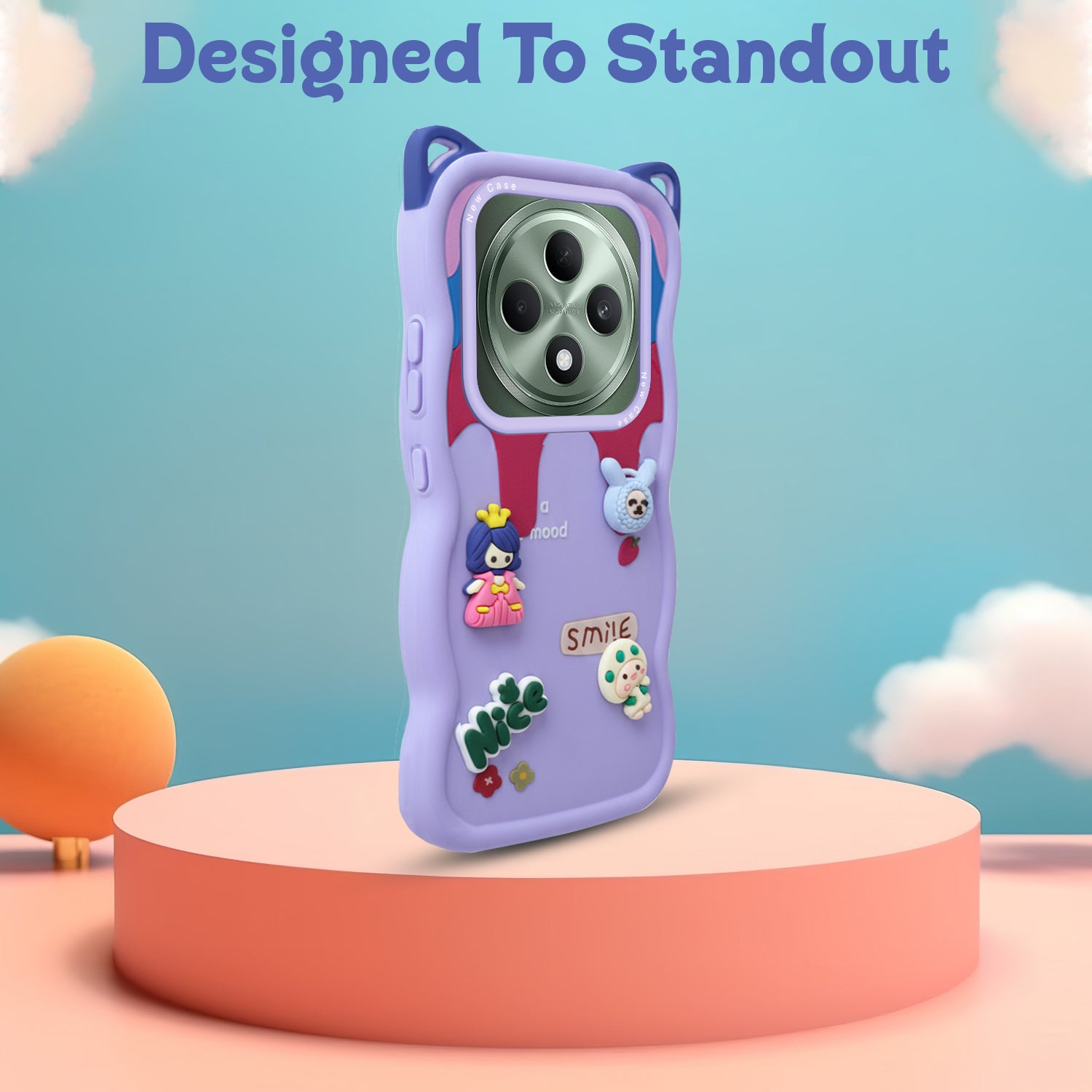 For Oppo F27 5G Back Case Cover Strap (3D embossed Figures | Strap Holder | 360* Soft Cushion with Camera Bump)