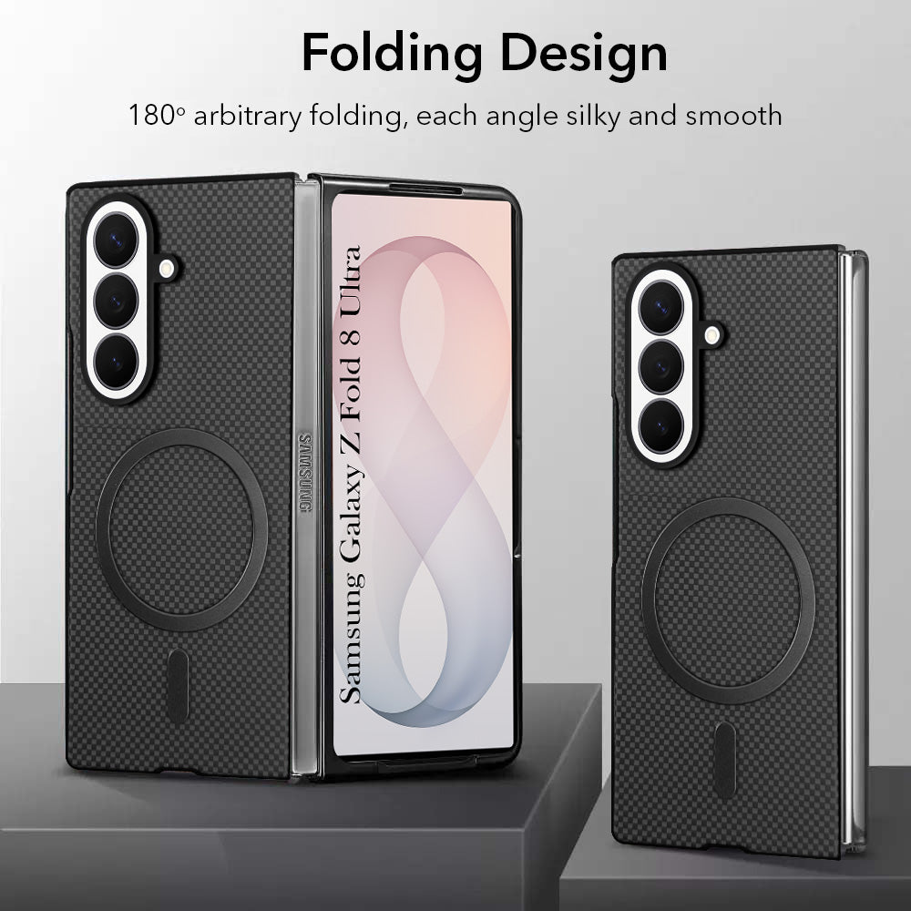For Samsung Galaxy Z Fold 8 Ultra Back Case Cover (MagSafe Wireless Charging Compatible | Hexa Leather Finish | Inside Microfiber Cloth)