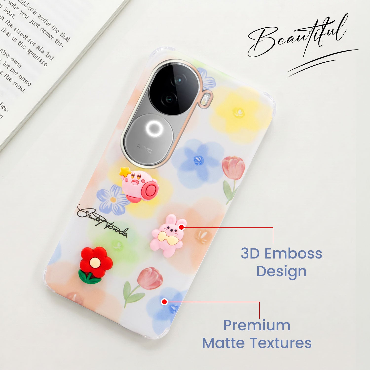 For Vivo iQOO Z9s Back Cover Case (3D Cute Cartoons | Hard Back Side Soft | Matte Premium Finish | HD Printing)
