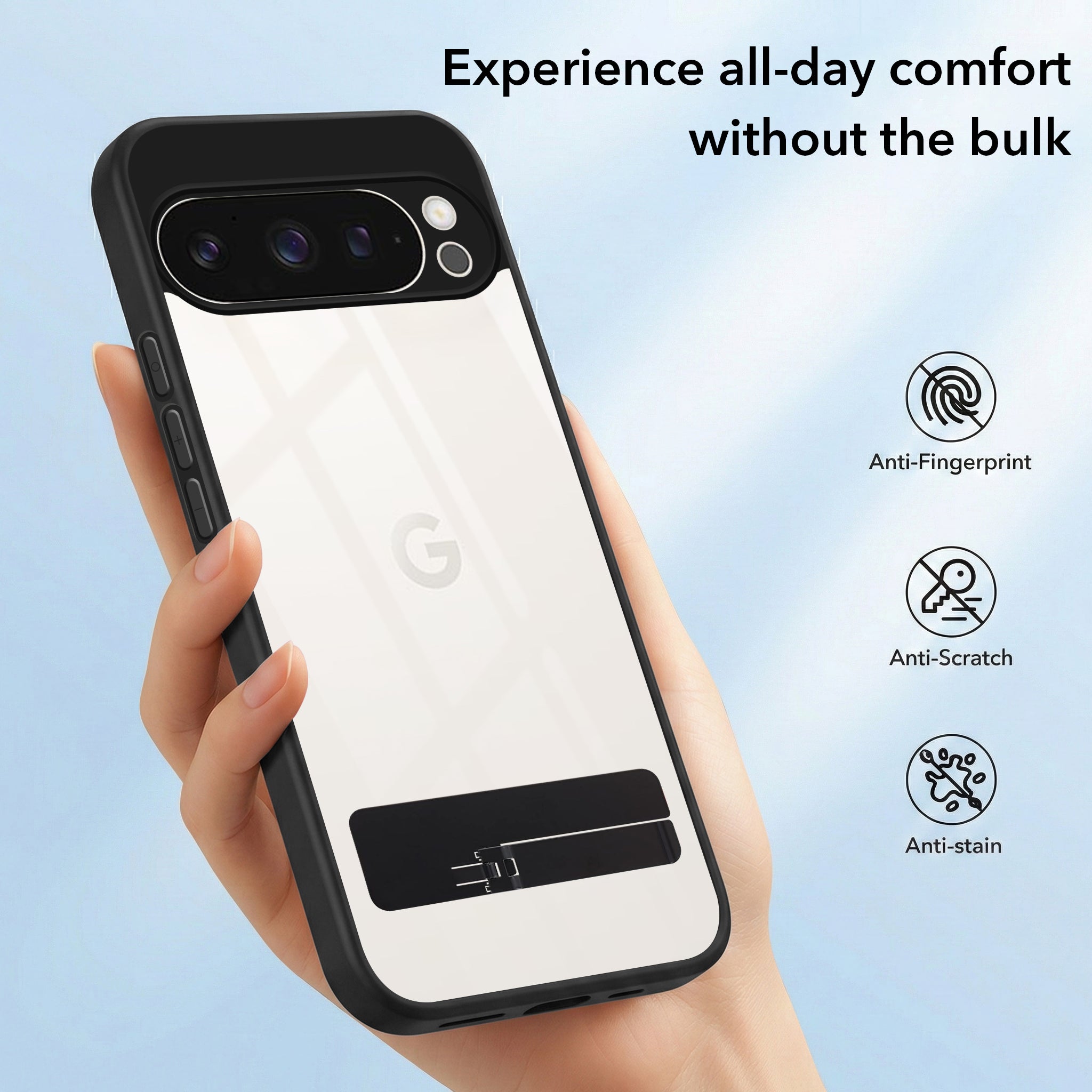 For Google Pixel 9 Pro Back Cover Case (Built-in Stand | Lifetime Anti Yellow | Kickstand Shockproof | Camera Protection | MagSafe Compatible)
