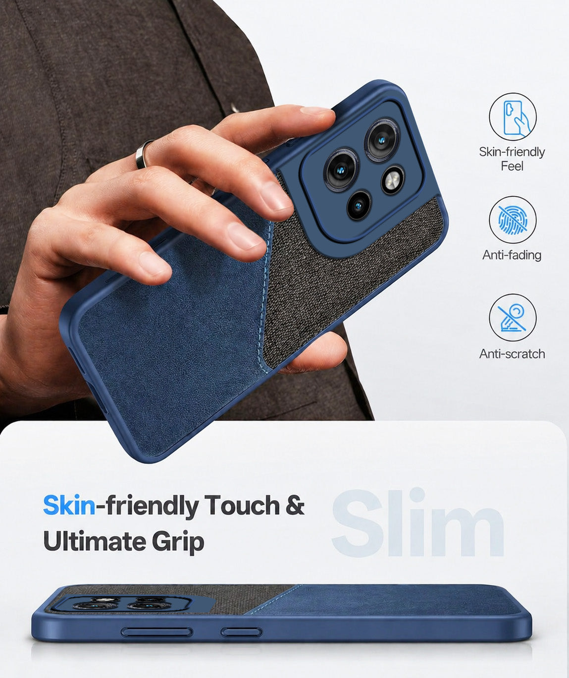 For Motorola Moto Edge 50 Neo Back Cover Case (Dual PU Leather Stitch | Professional Minimalist | Soft and Flexible)